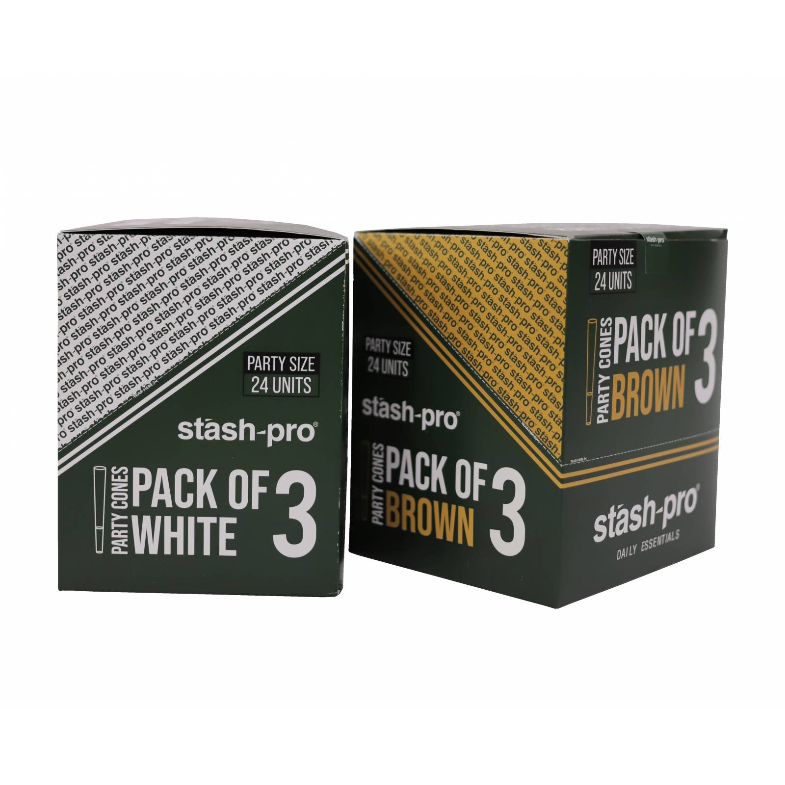 Caja de 24 packs de conos pre rolados Pro 3 Party ultra fino Marca STASH PRO