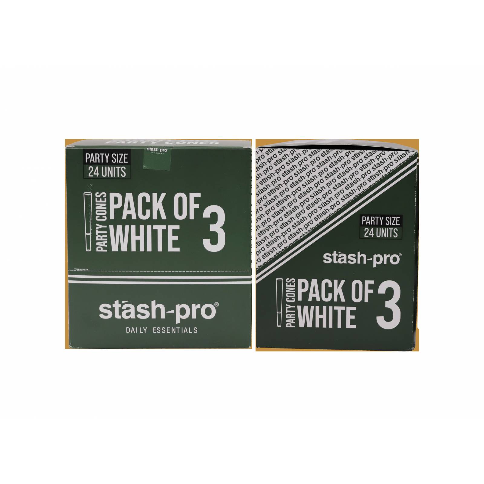 Caja de 24 packs de conos pre rolados Pro 3 Party ultra fino Marca STASH PRO