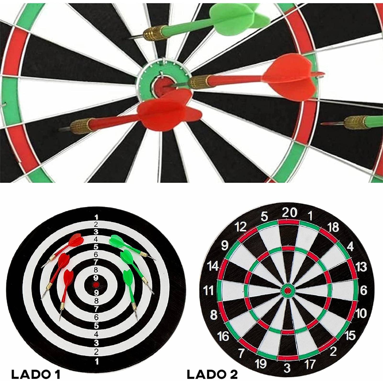 CHIC FANTASY Juego de Dardos 2 Dianas en 1 40 cm de Diámetro 6 Dardos Punta de Acero