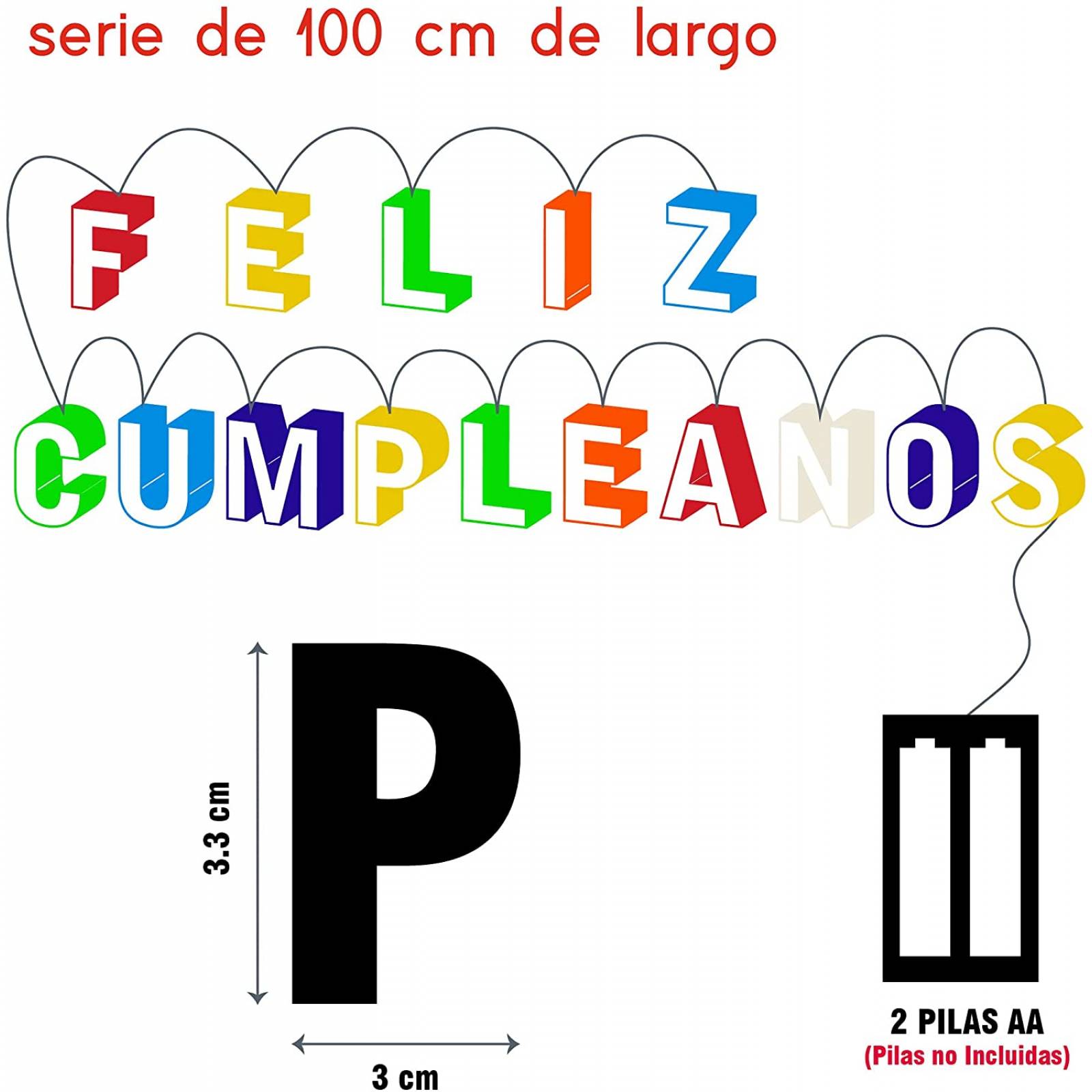 CHIC FANTASY HAPPY BIRTHDAY Luces LED de Secuencia FELIZ CUMPLEAÑOS Decoraciones Colgantes de Fiestas de Cumpleaños