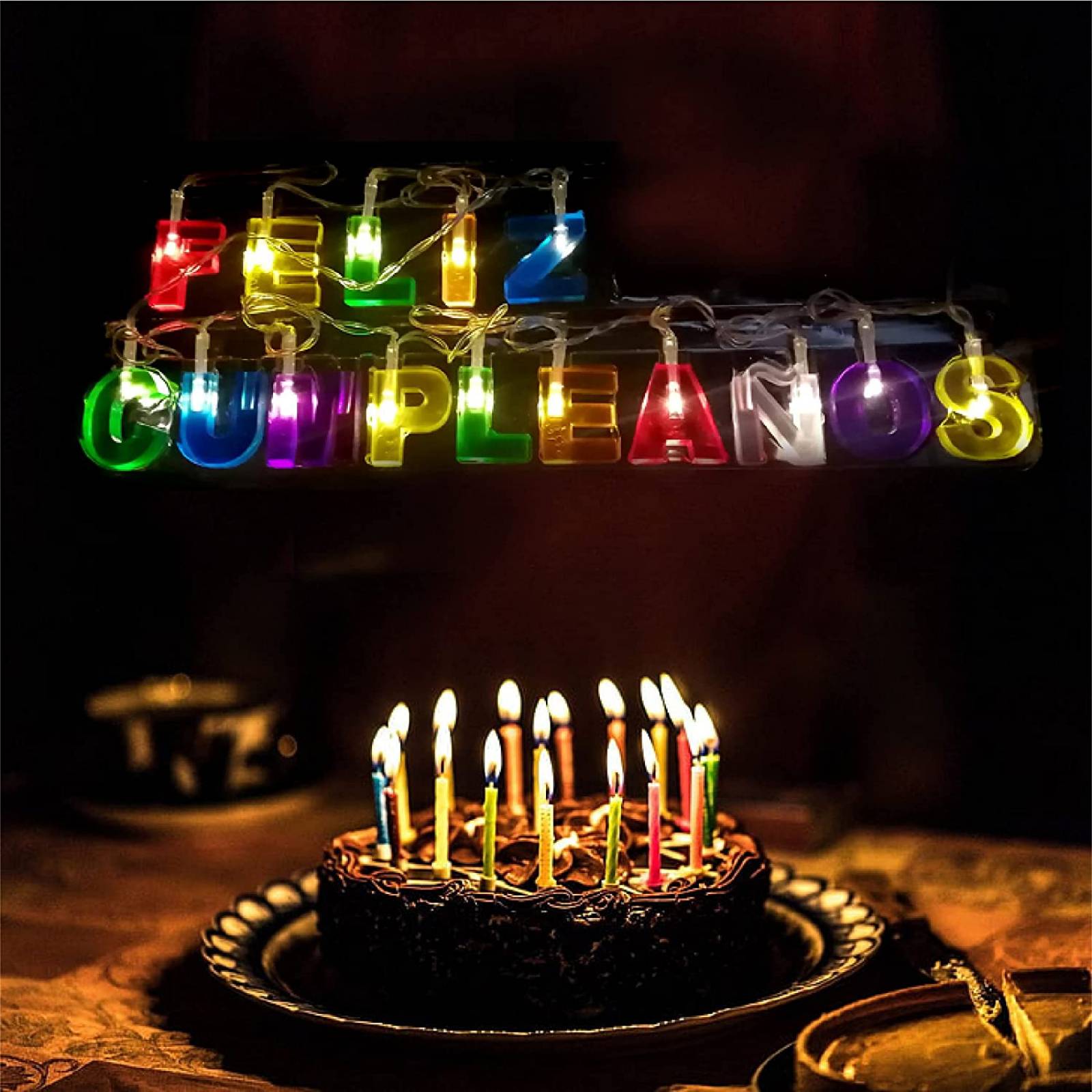 CHIC FANTASY HAPPY BIRTHDAY Luces LED de Secuencia FELIZ CUMPLEAÑOS Decoraciones Colgantes de Fiestas de Cumpleaños