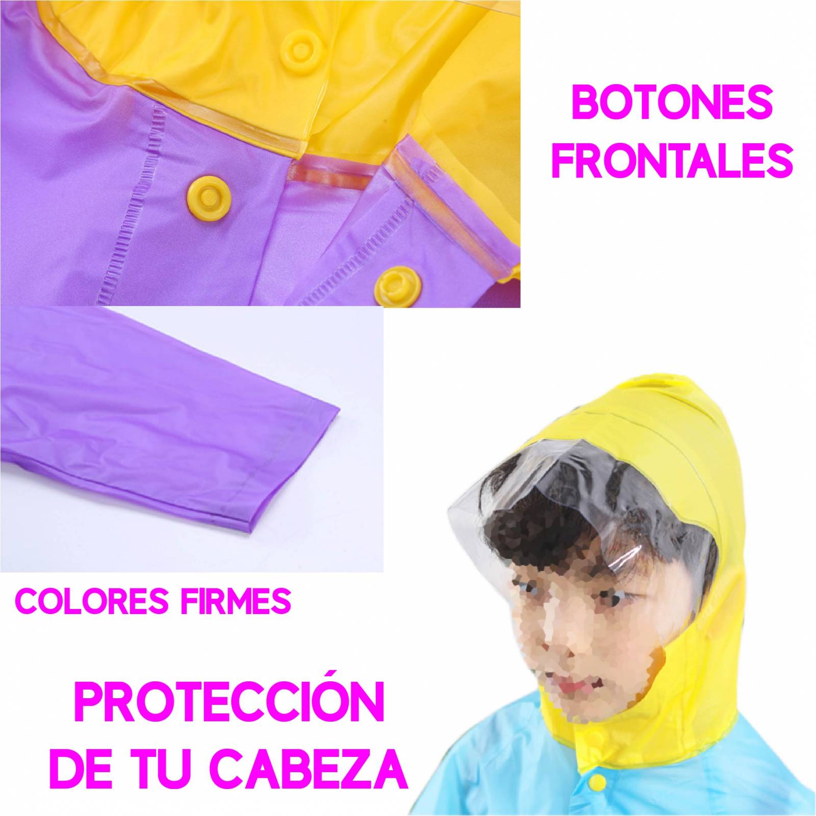 CHIC FANTASY Poncho Impermeable para Niñas Ropa para Lluvia Chubasquero reutilizable