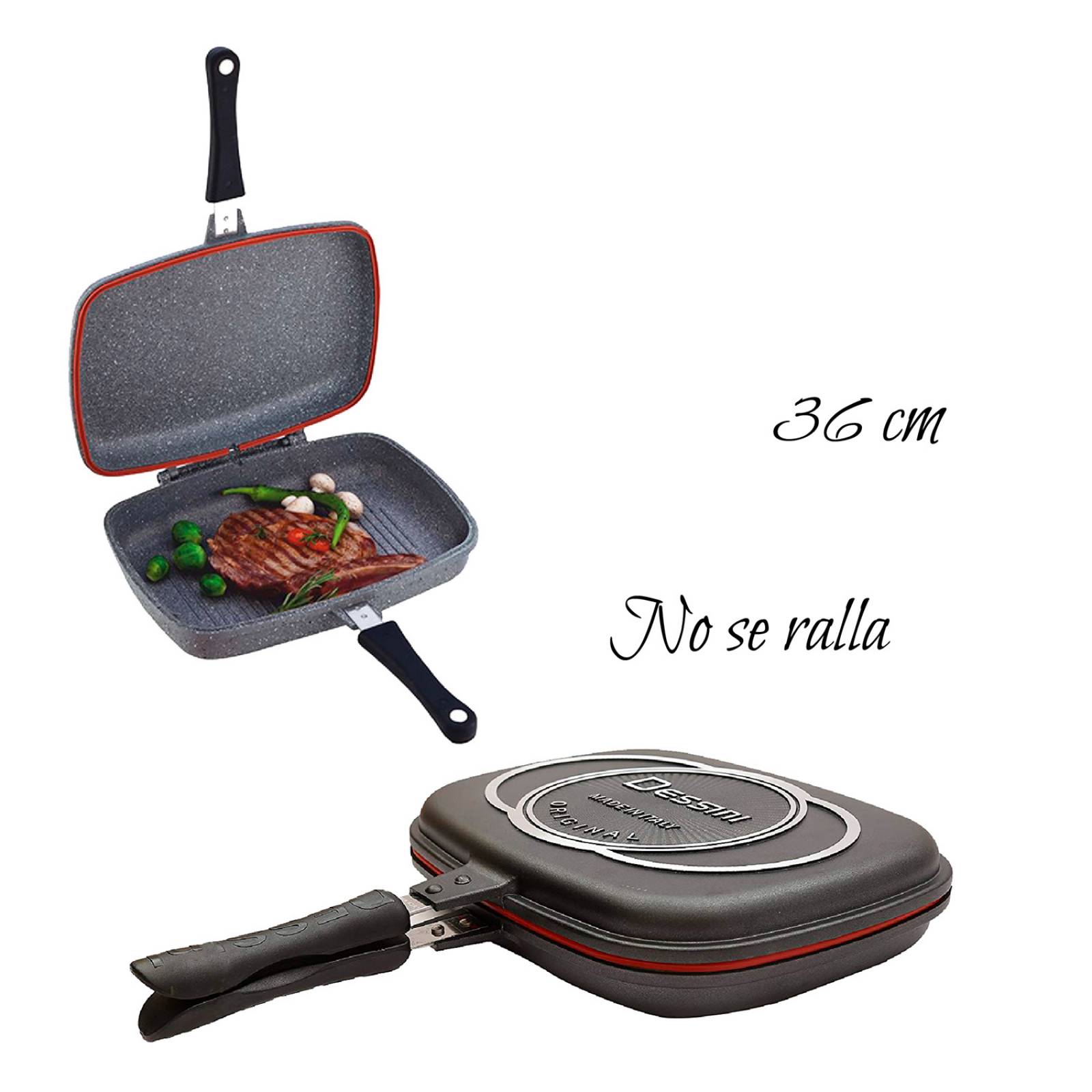 RD ROYAL COOK Sartén Doble Cara Portátil Gris