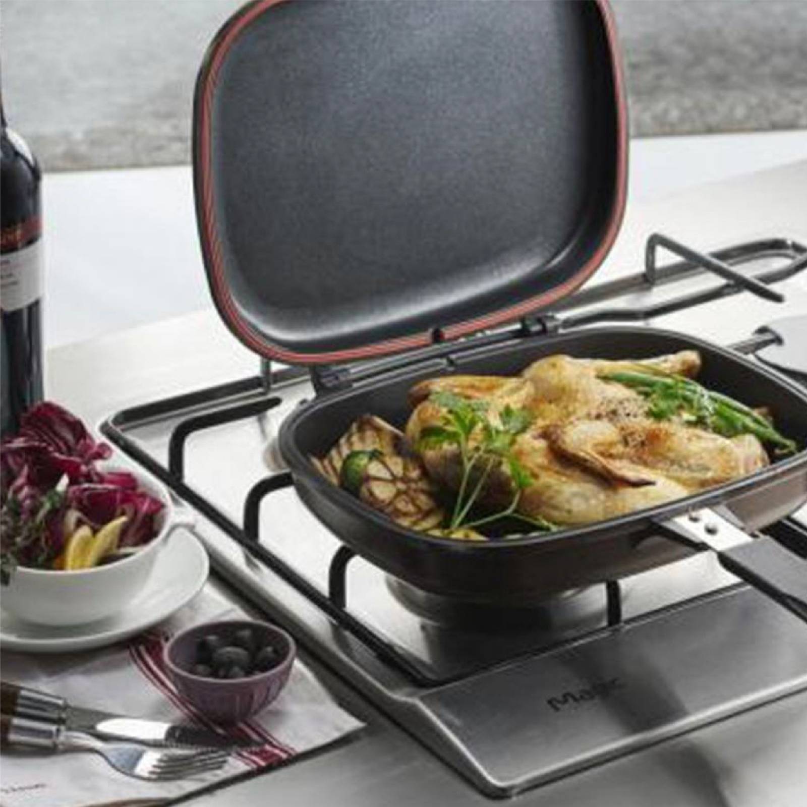 RD ROYAL COOK Sartén Doble Cara Portátil Gris