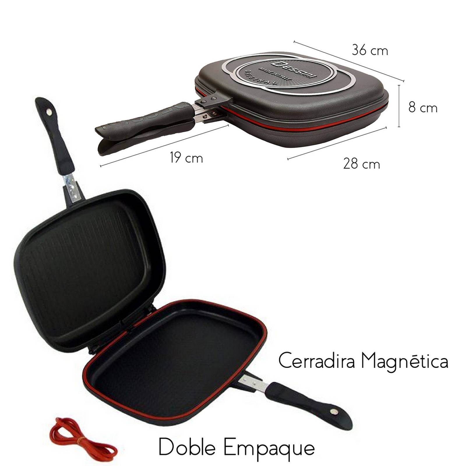 RD ROYAL COOK Sartén Doble Cara Portátil Gris