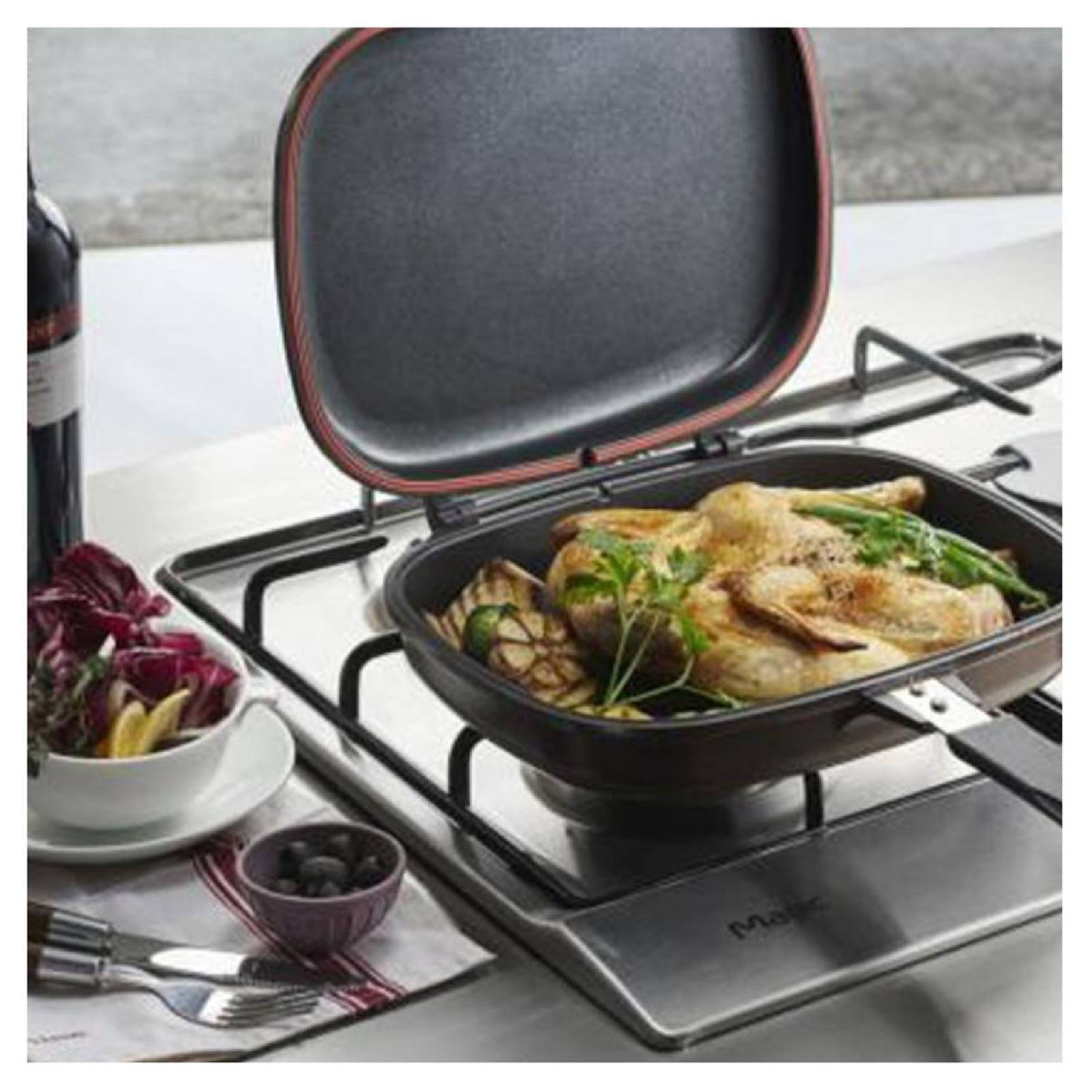 RD ROYAL COOK Sartén Doble Cara Portátil Gris