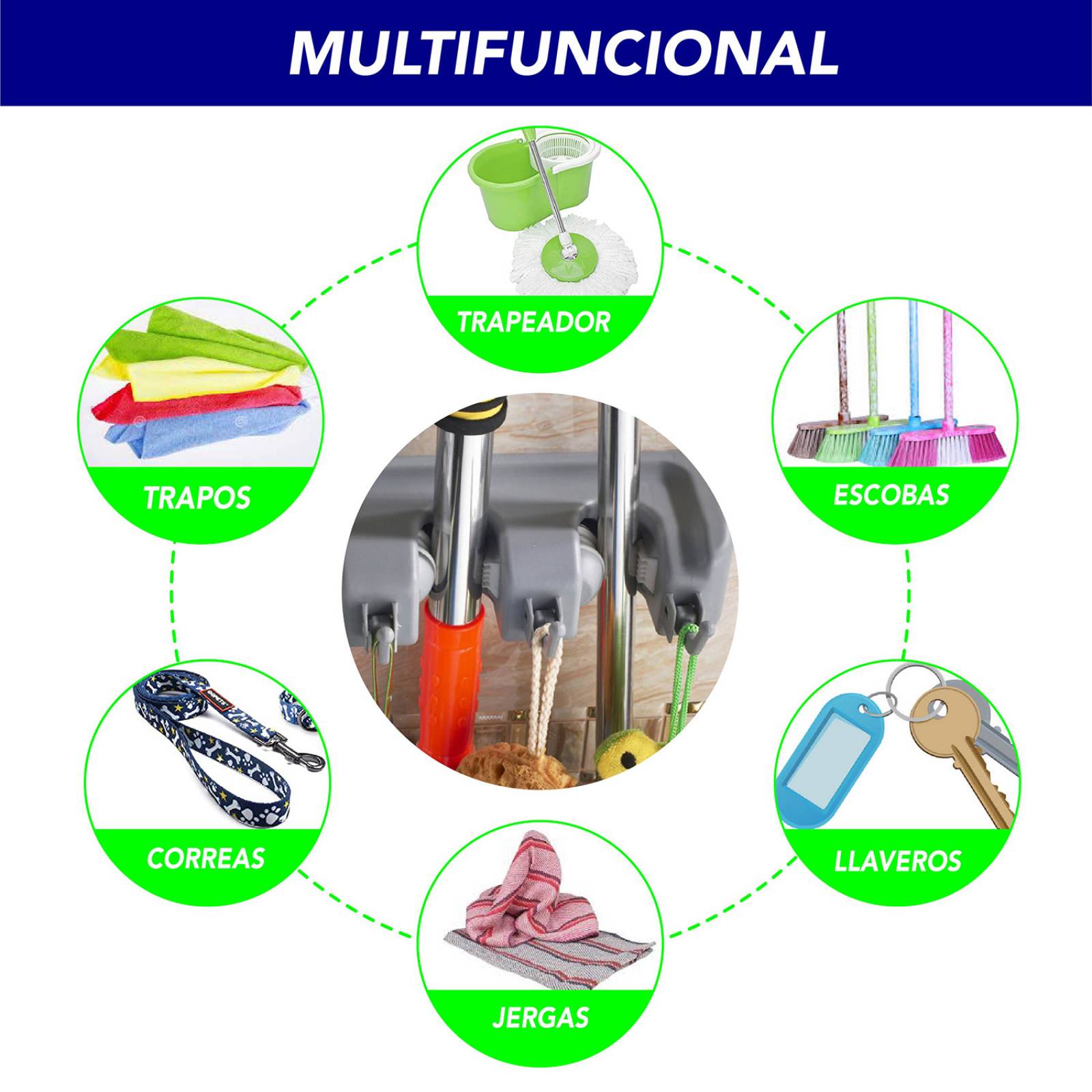 CHIC FANTASY Organizador de escobas Colgante de escobas organizador de pared y clóset