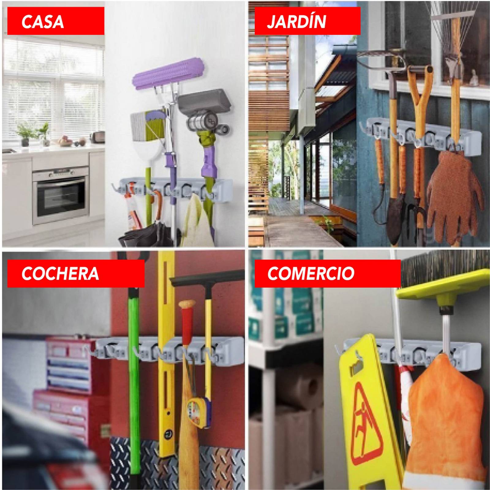 CHIC FANTASY Organizador de escobas Colgante de escobas organizador de pared y clóset