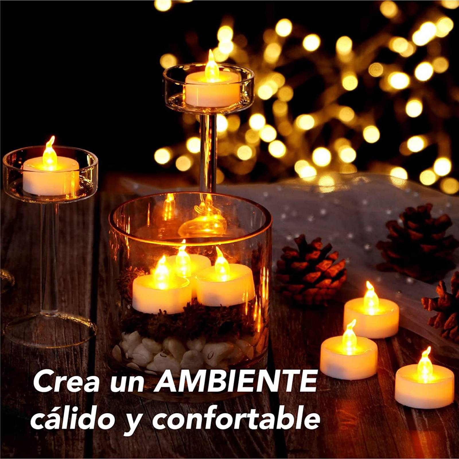 CHIC FANTASY Luz de Te Velas Led Flotantes Encienden Al Contacto Con El Agua