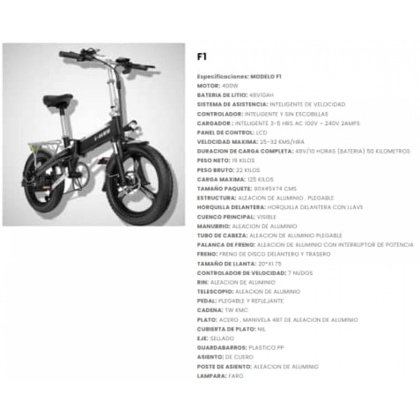 Bicicleta Eléctrica Plegable Marca I HEE de Alta tecnología 400W