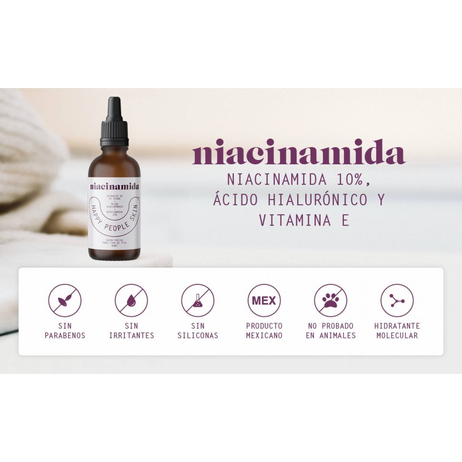 Serum Niacinamida + Acido Hialuronico Happy People Skin 60ml