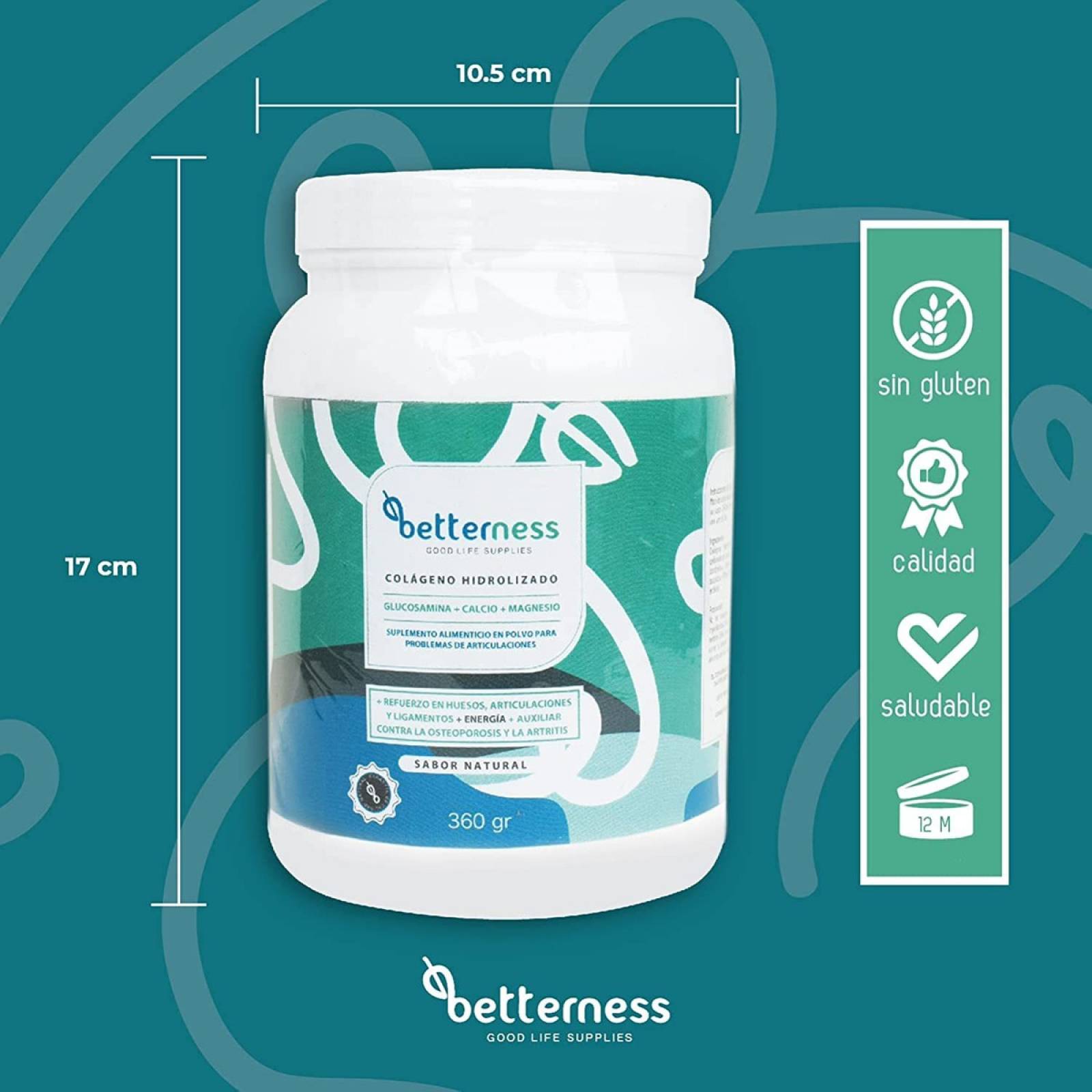 Colágeno Hidrolizado Polvo Betterness Glucosamina Calcio