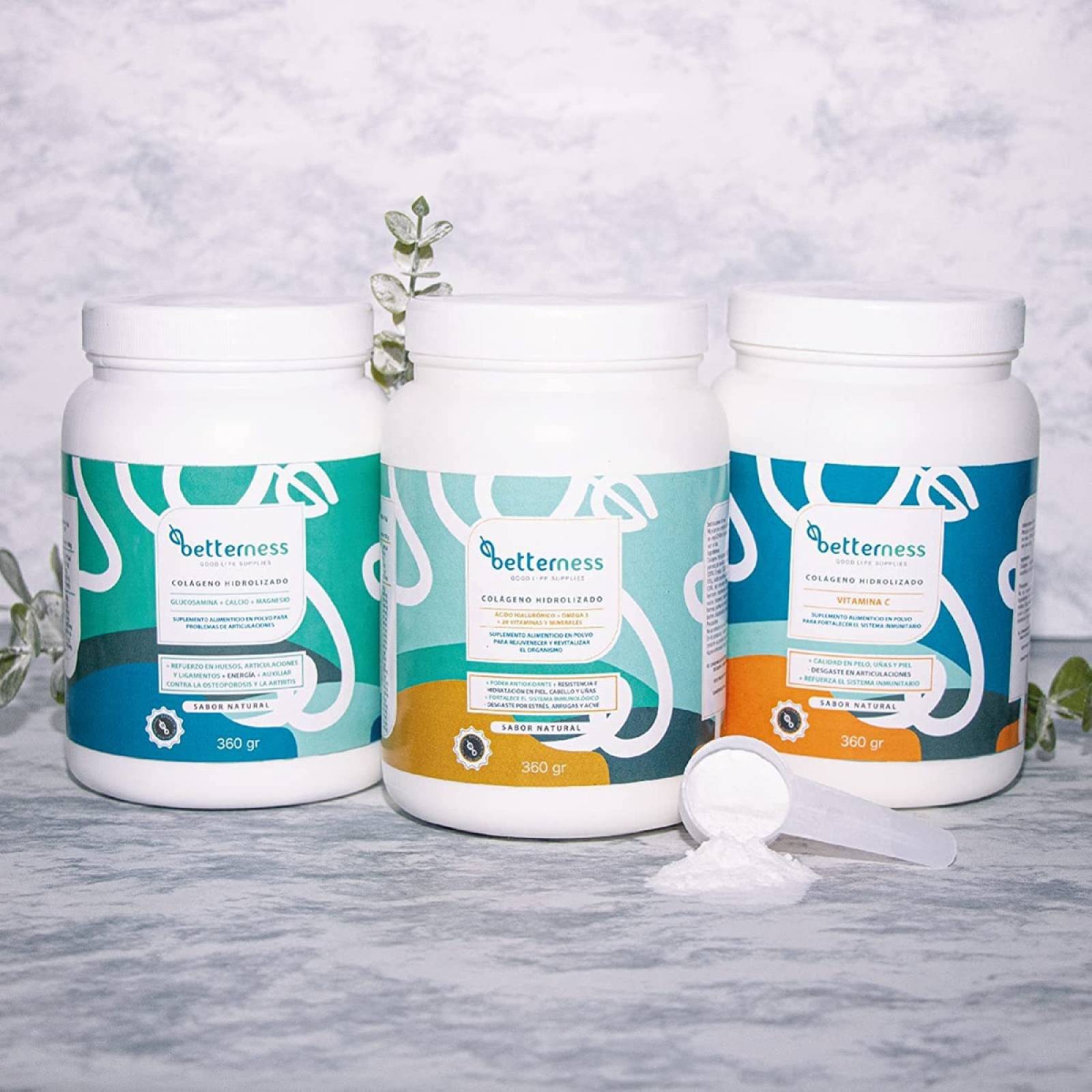 Colágeno Hidrolizado Polvo Betterness Glucosamina Calcio