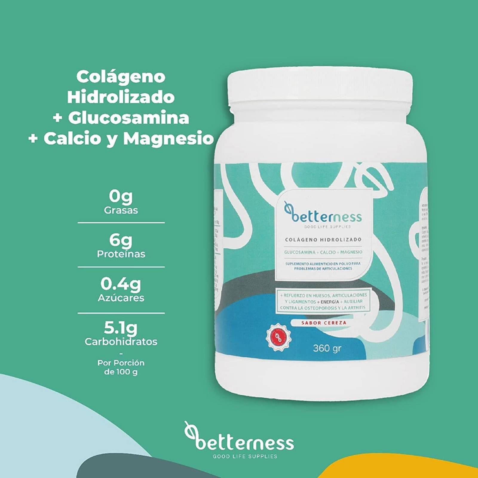 Colágeno Hidrolizado Polvo Betterness Glucosamina Calcio