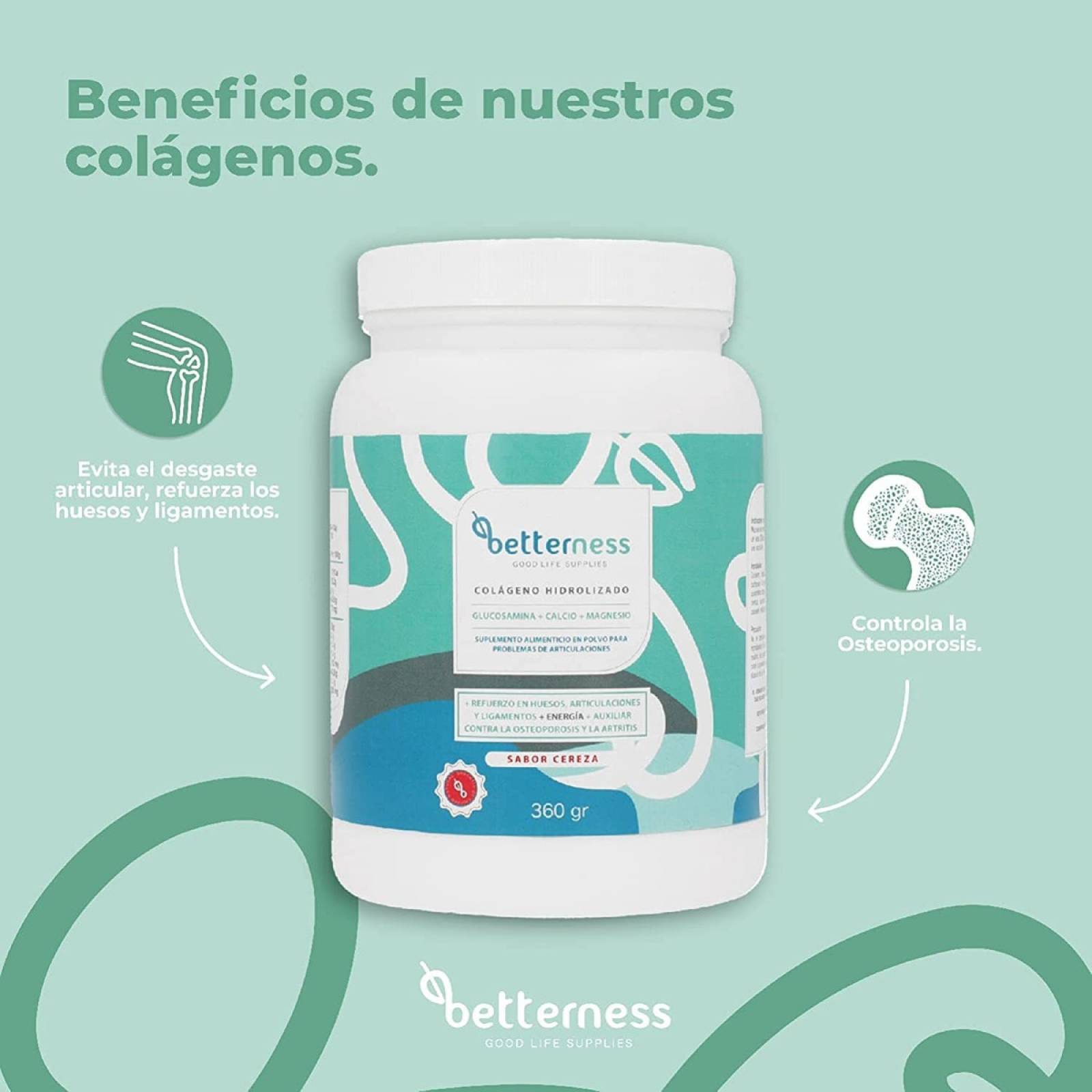 Colágeno Hidrolizado Polvo Betterness Glucosamina Calcio