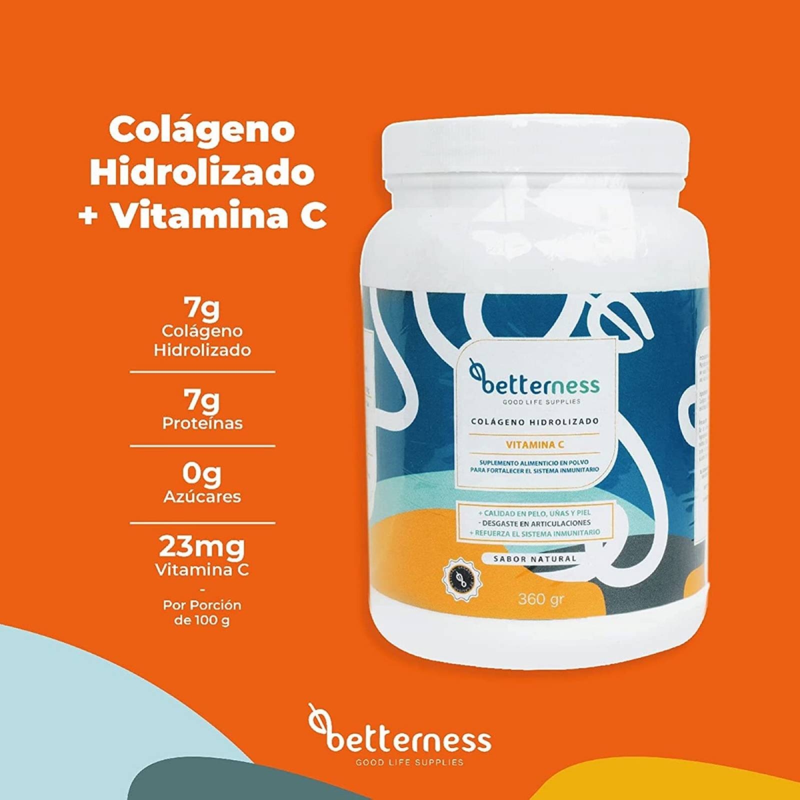 Colágeno Hidrolizado Polvo Betterness Vitamina C 360gr