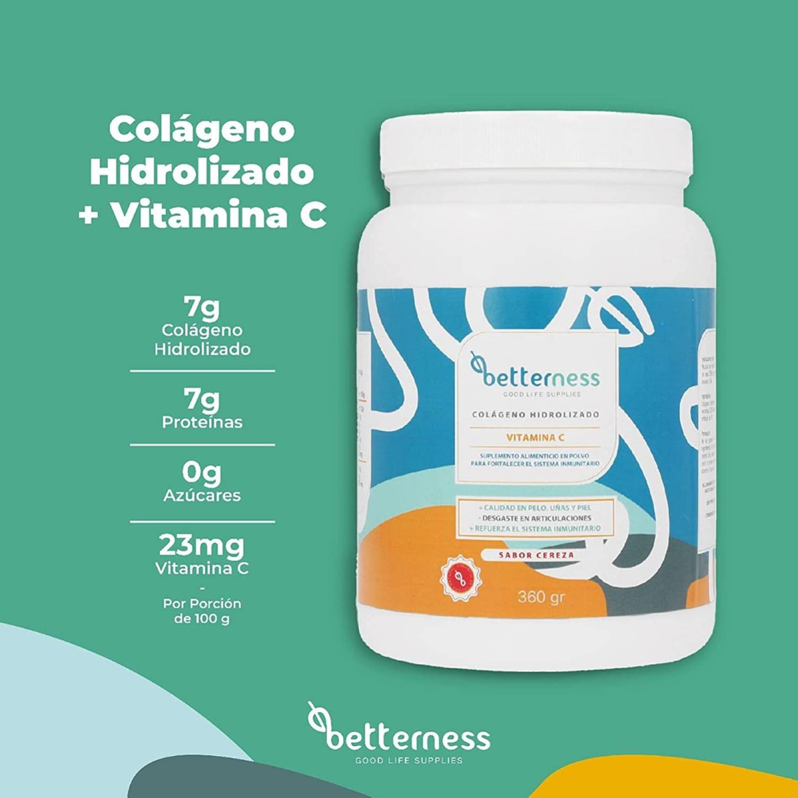 Colágeno Hidrolizado Polvo Betterness Vitamina C 360gr