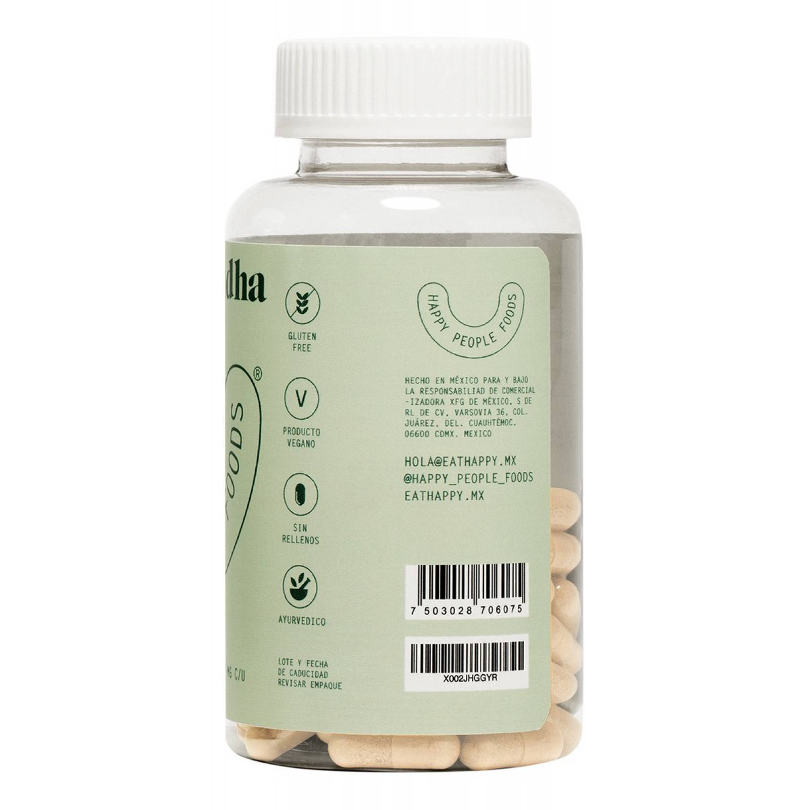Suplemento Ashwagandha Happy People Foods 90 Capsulas 500mg