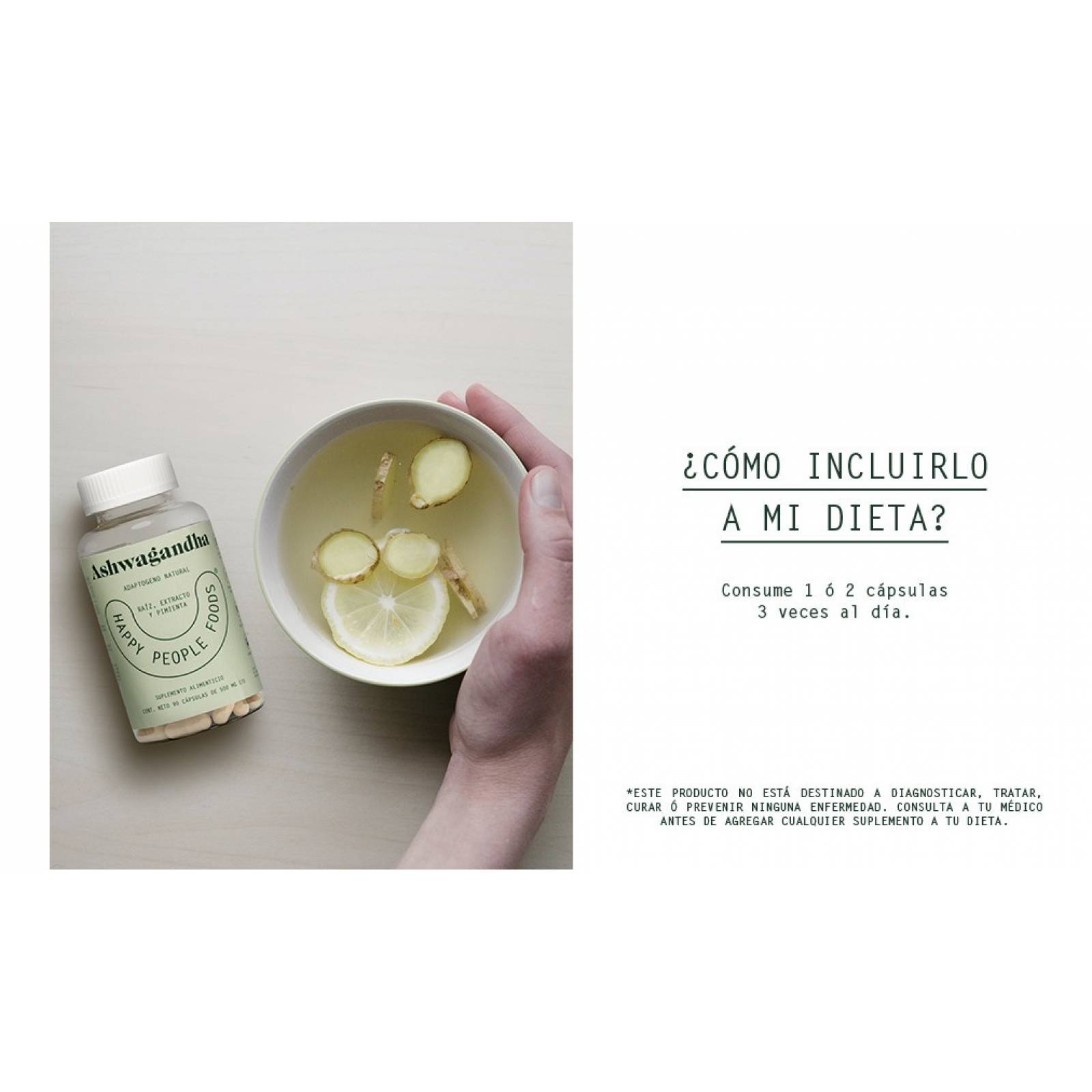 Suplemento Ashwagandha Happy People Foods 90 Capsulas 500mg