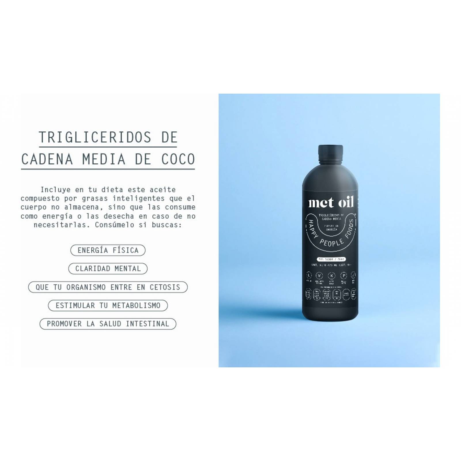 Mct Oil Triglicéridos Cadena Media Happy People Foods 473ml