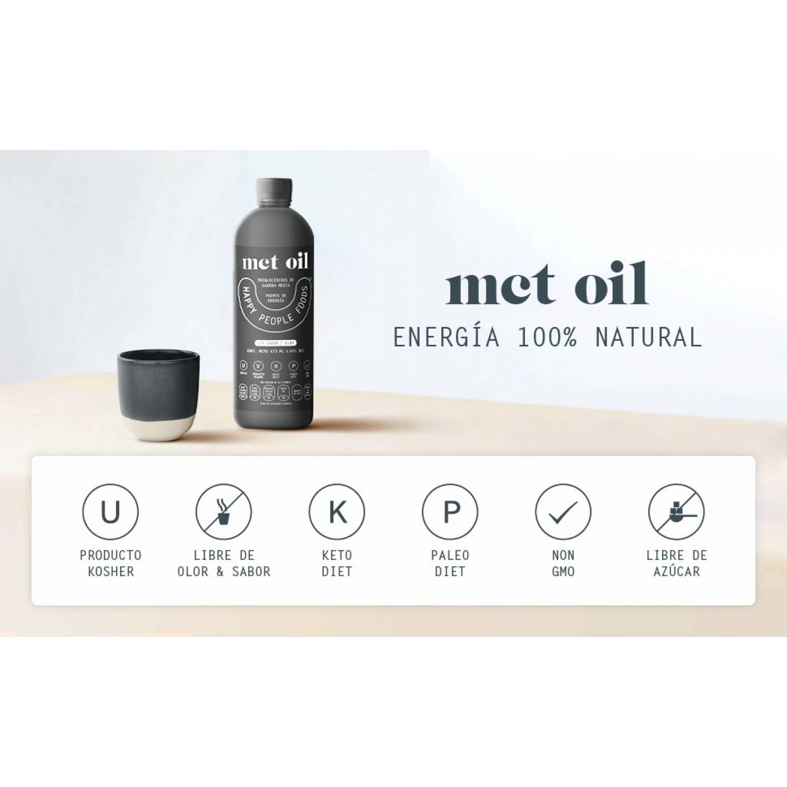 Mct Oil Triglicéridos Cadena Media Happy People Foods 473ml