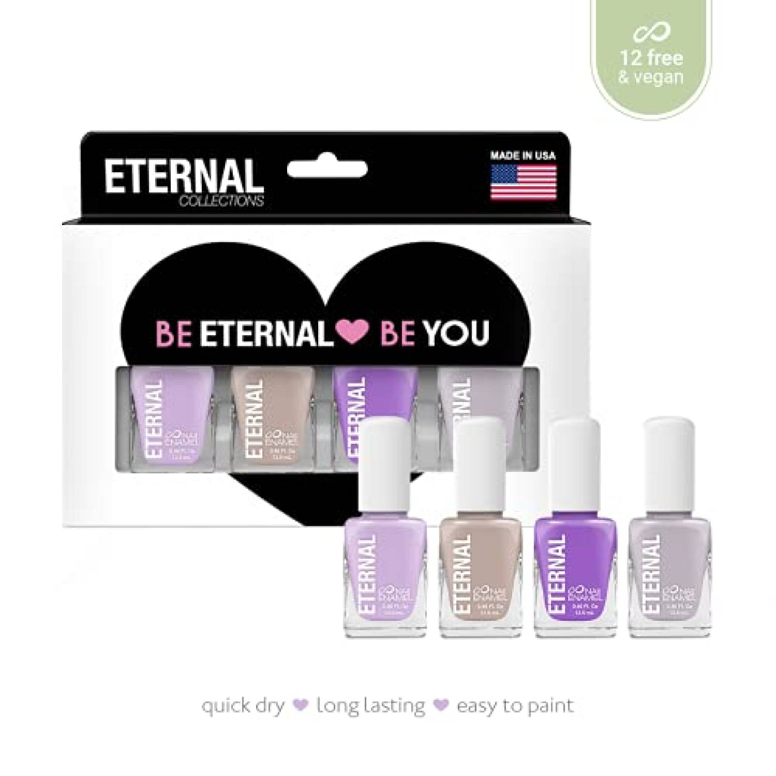 Eternal 4 Colección   Juego de 4 esmaltes de uñas de larga duración brillo espejo laca de secado rápido 