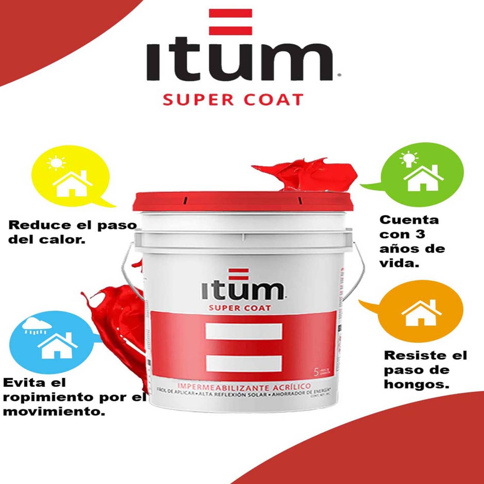 IMPERMABILIZANTE ITUM SUPER COAT 5 AÑOS FIBRATADO