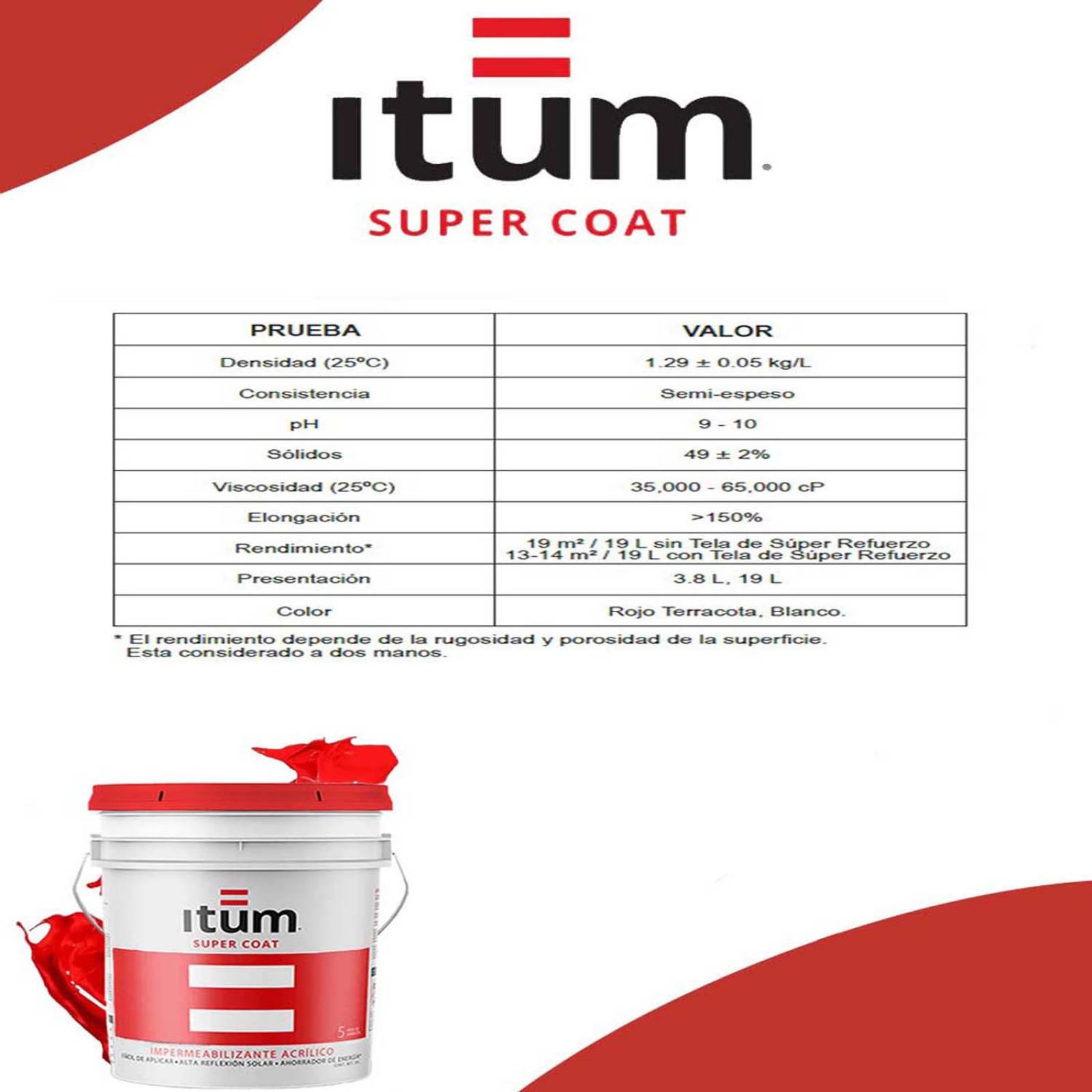 IMPERMABILIZANTE ITUM SUPER COAT 5 AÑOS FIBRATADO