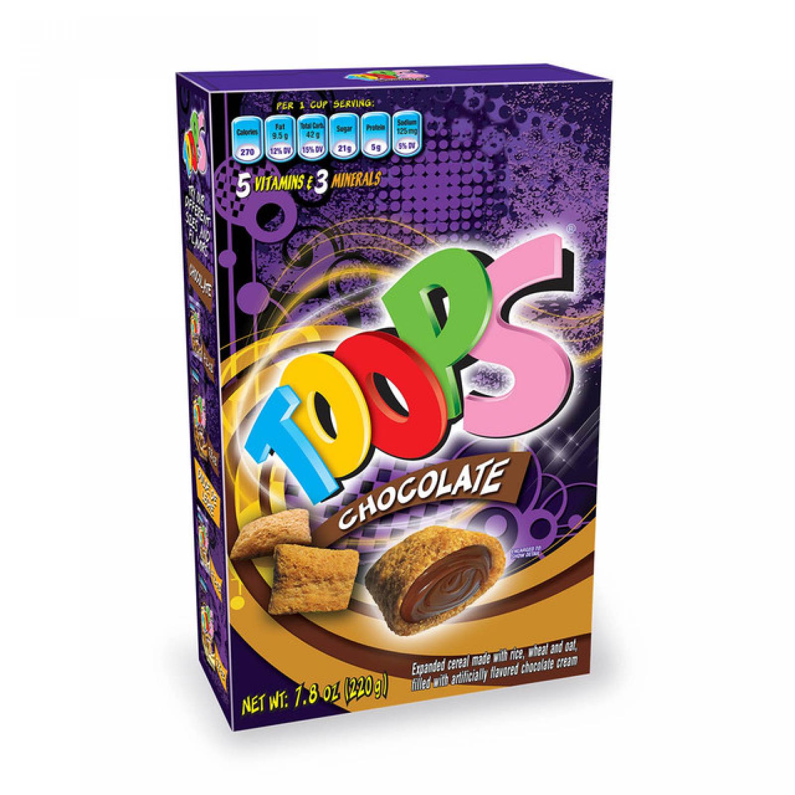 Toops Cereal  Relleno - (Pack 3 piezas) (220 gr c/u) - Sabor Chocolate