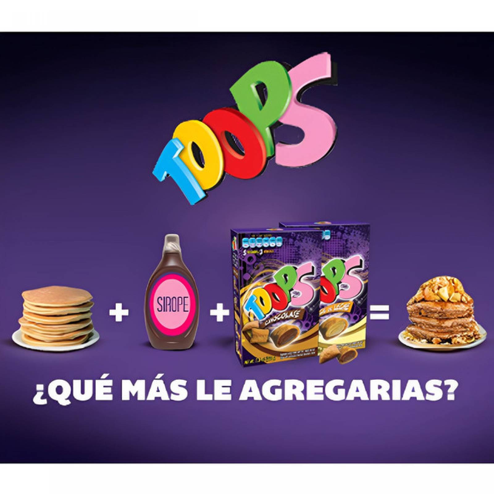 Toops Cereal  Relleno - (Pack 3 piezas) (220 gr c/u) - Sabor Chocolate