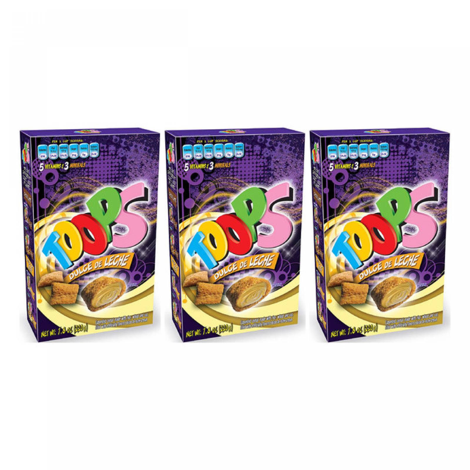 Toops Cereal  Relleno - (Pack 3 piezas) (220 gr c/u) - Sabor Dulce de Lecha