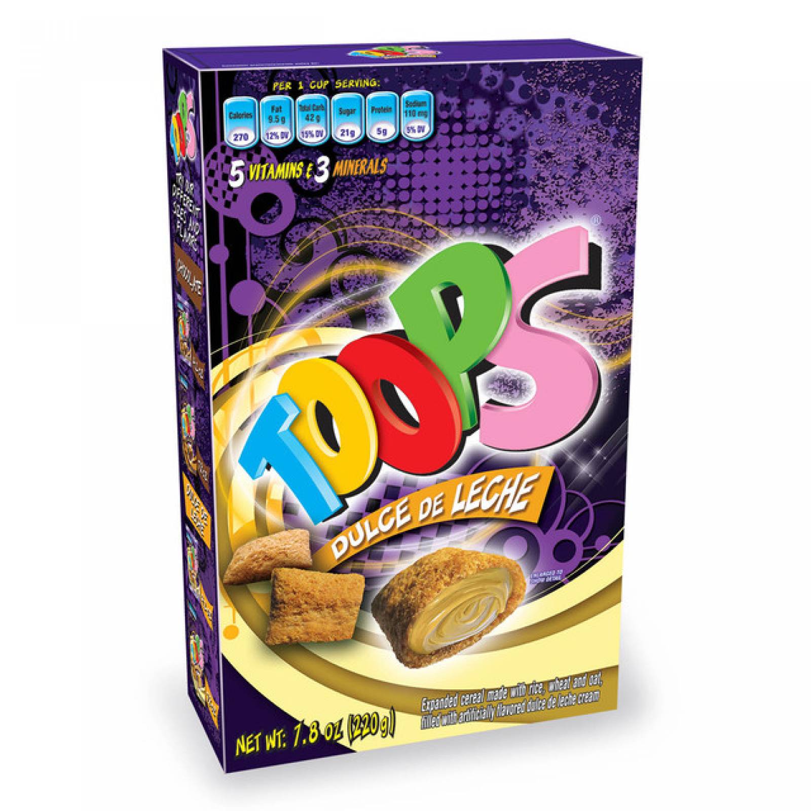 Toops Cereal  Relleno - (Pack 3 piezas) (220 gr c/u) - Sabor Dulce de Lecha