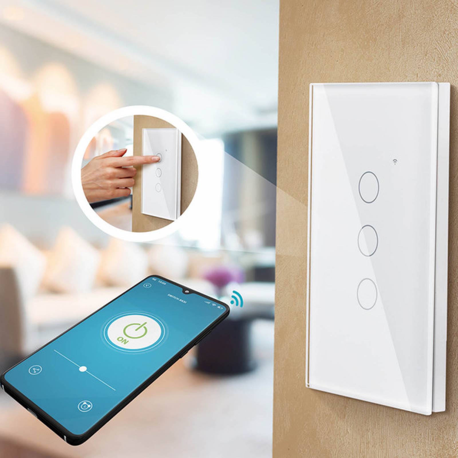 Interruptor WiFi Inteligente de Luz de Pared Apagadores
