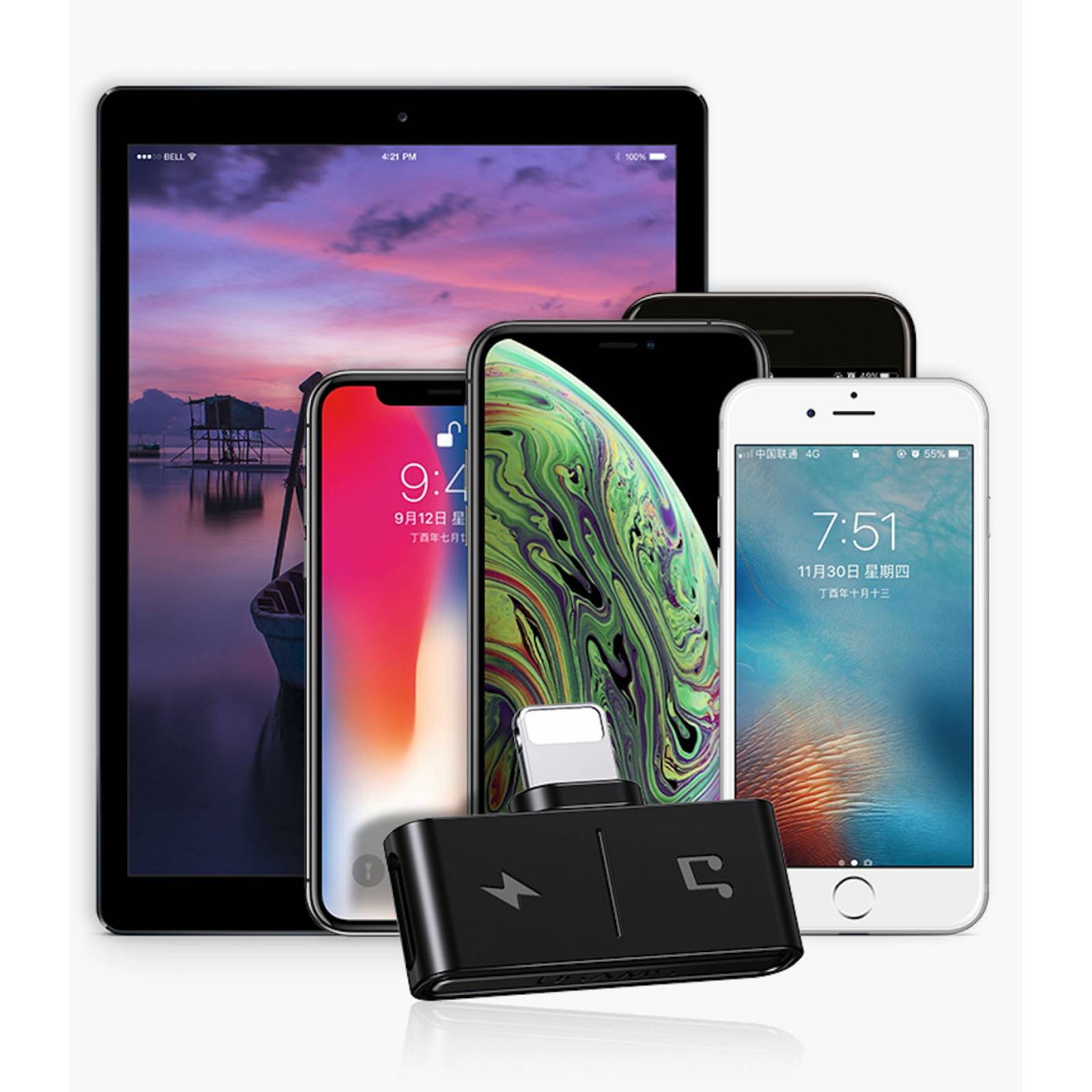 Adaptador iPhone a Auxliar 3.5mm Usams Para Audifonos 3.5mm Negro