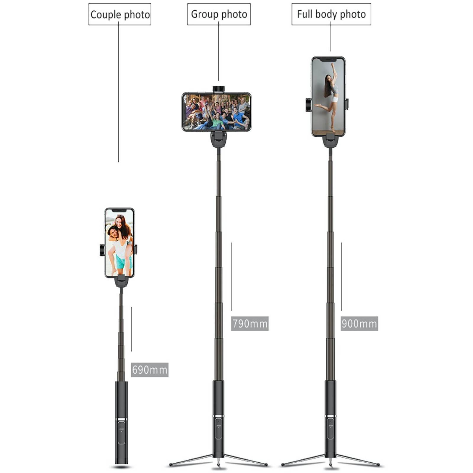 Selfie Stick Usams Palo Tripie Control Remoto Bluetooth 90cm Negro