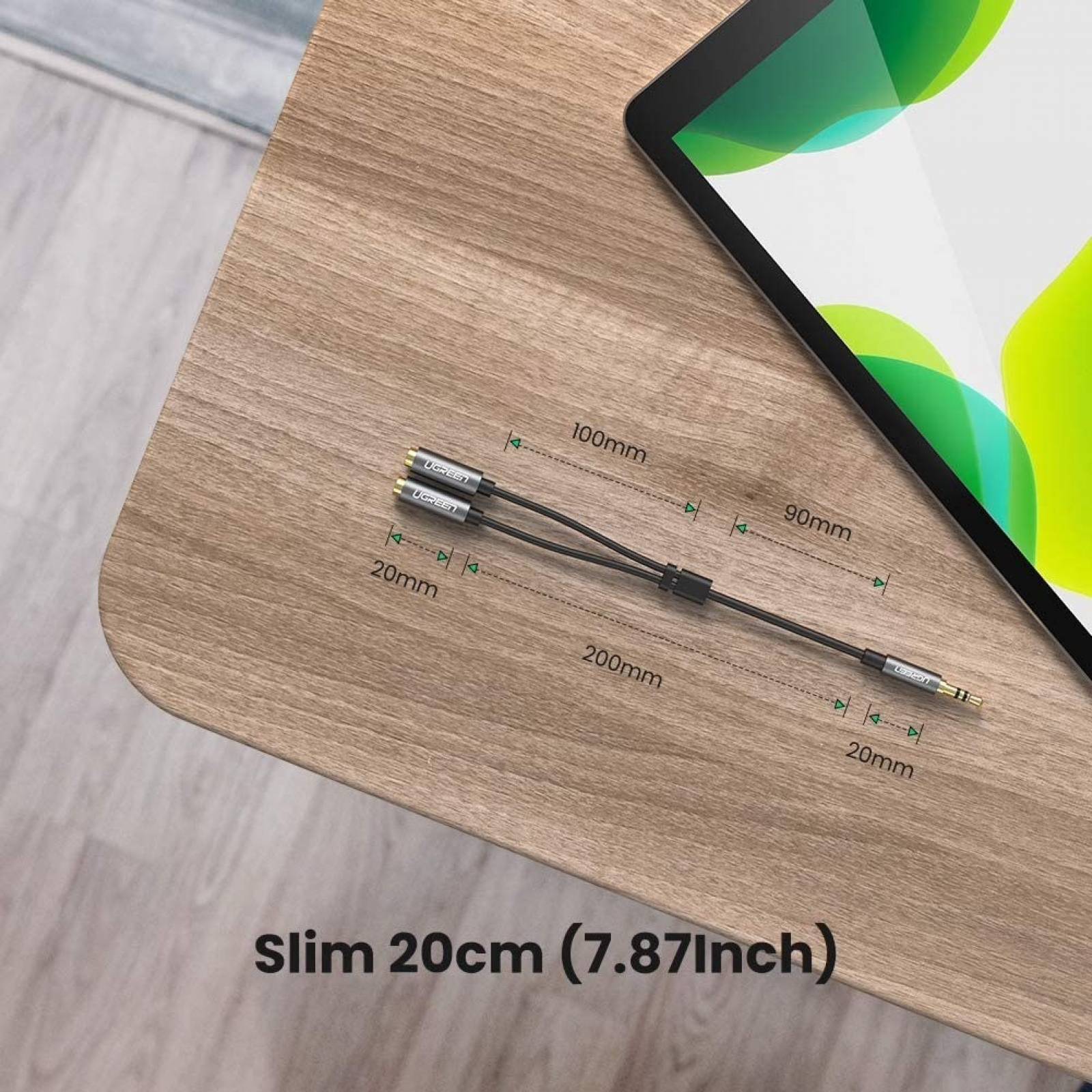 Cable Audio Ugreen Splitter Auxiliar 3.5mm Macho A 2 Hembras 20cm