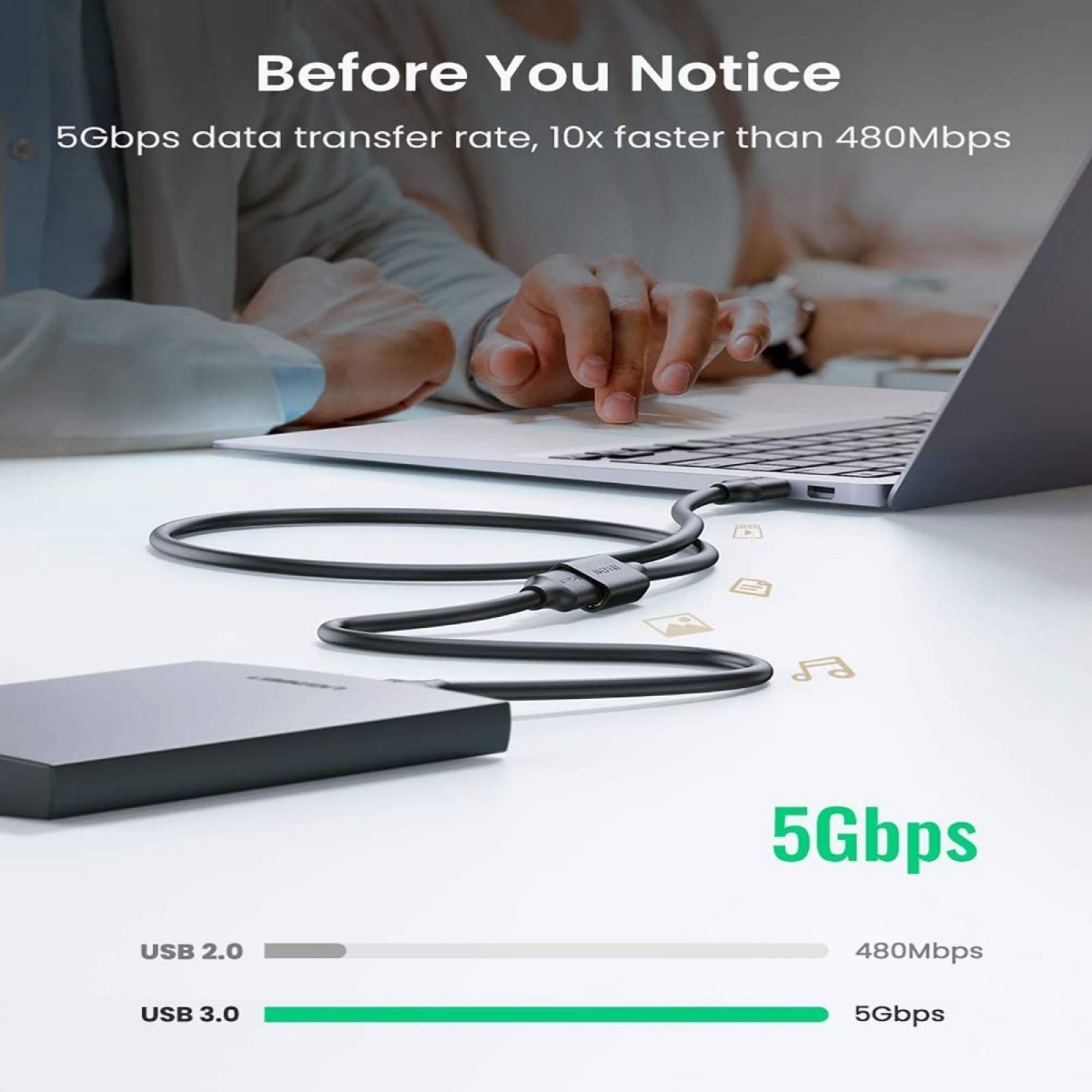 Cable Extension USB Ugreen Macho A Hembra USB 3.0 2m