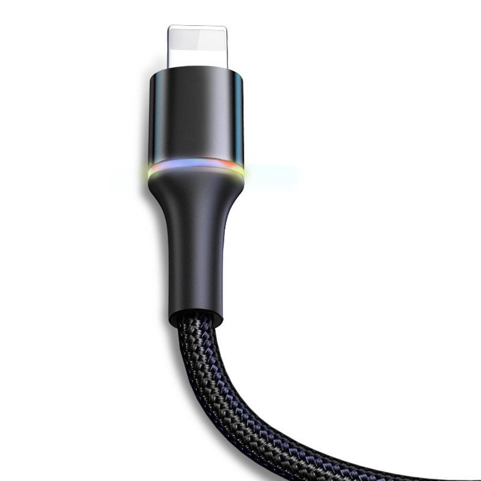 Cable para iPhone Baseus Halo USB a Lightning Conector con Led 1m Negro