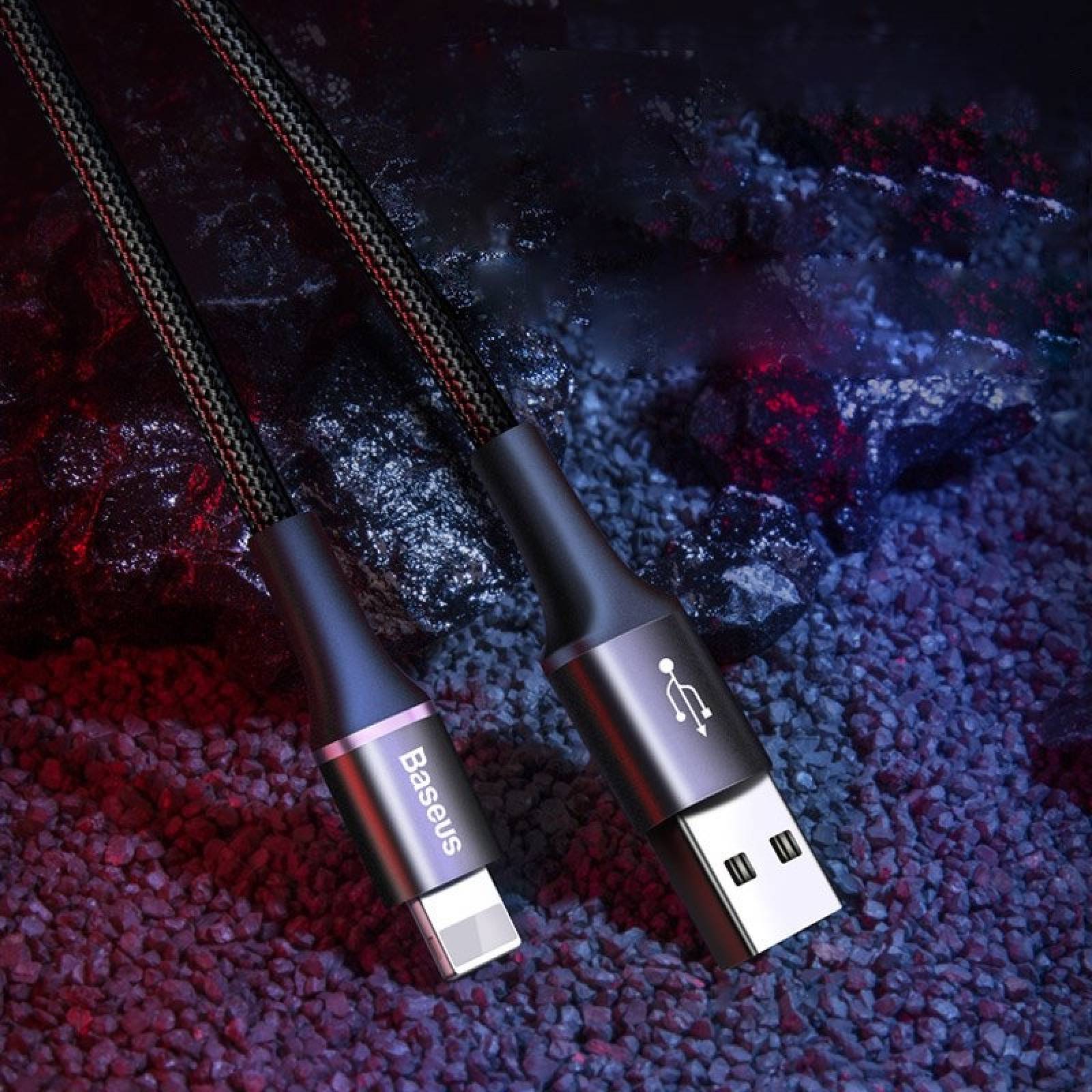 Cable para iPhone Baseus Halo USB a Lightning Conector con Led 1m Negro