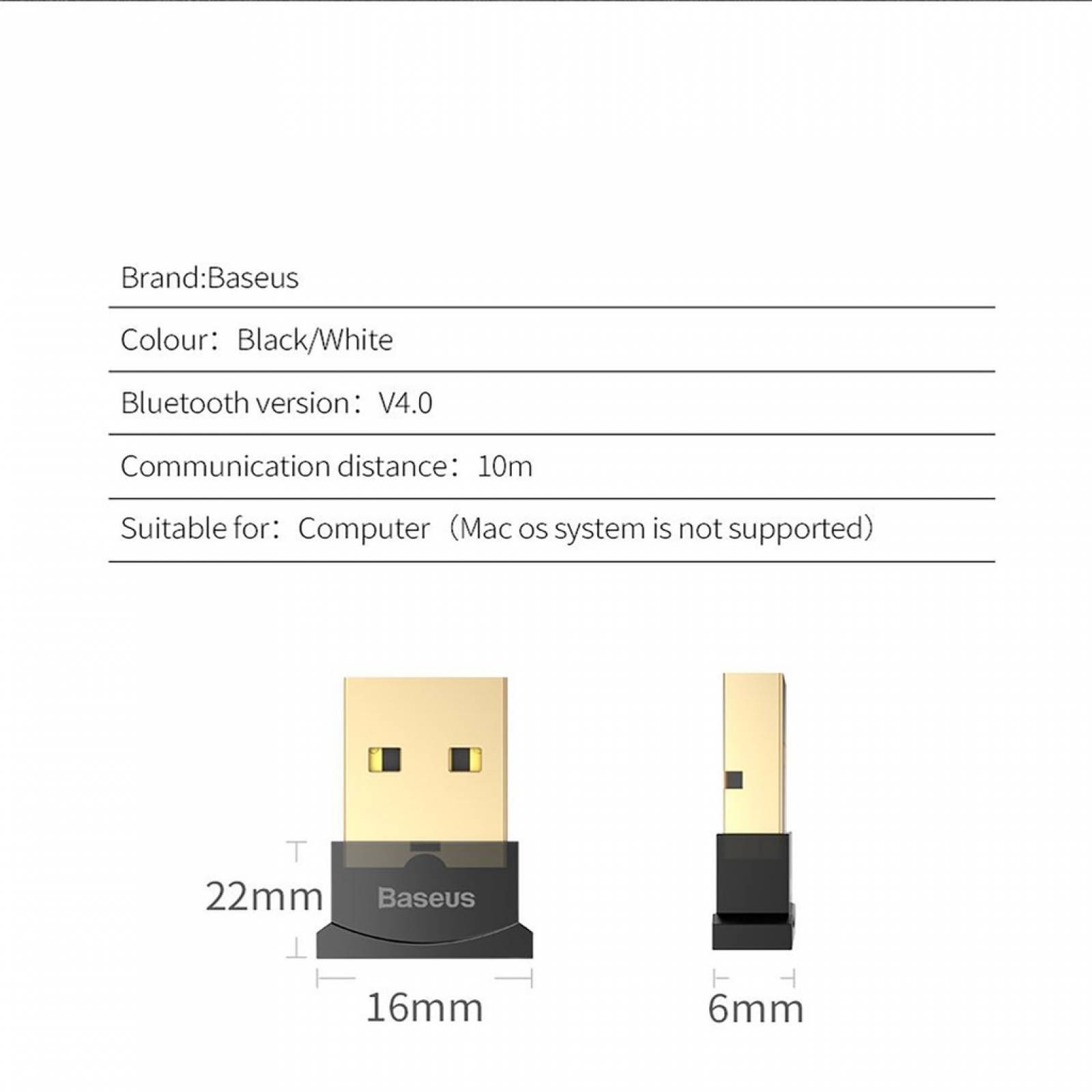 Adaptador USB a Bluetooth Baseus para PC Windows