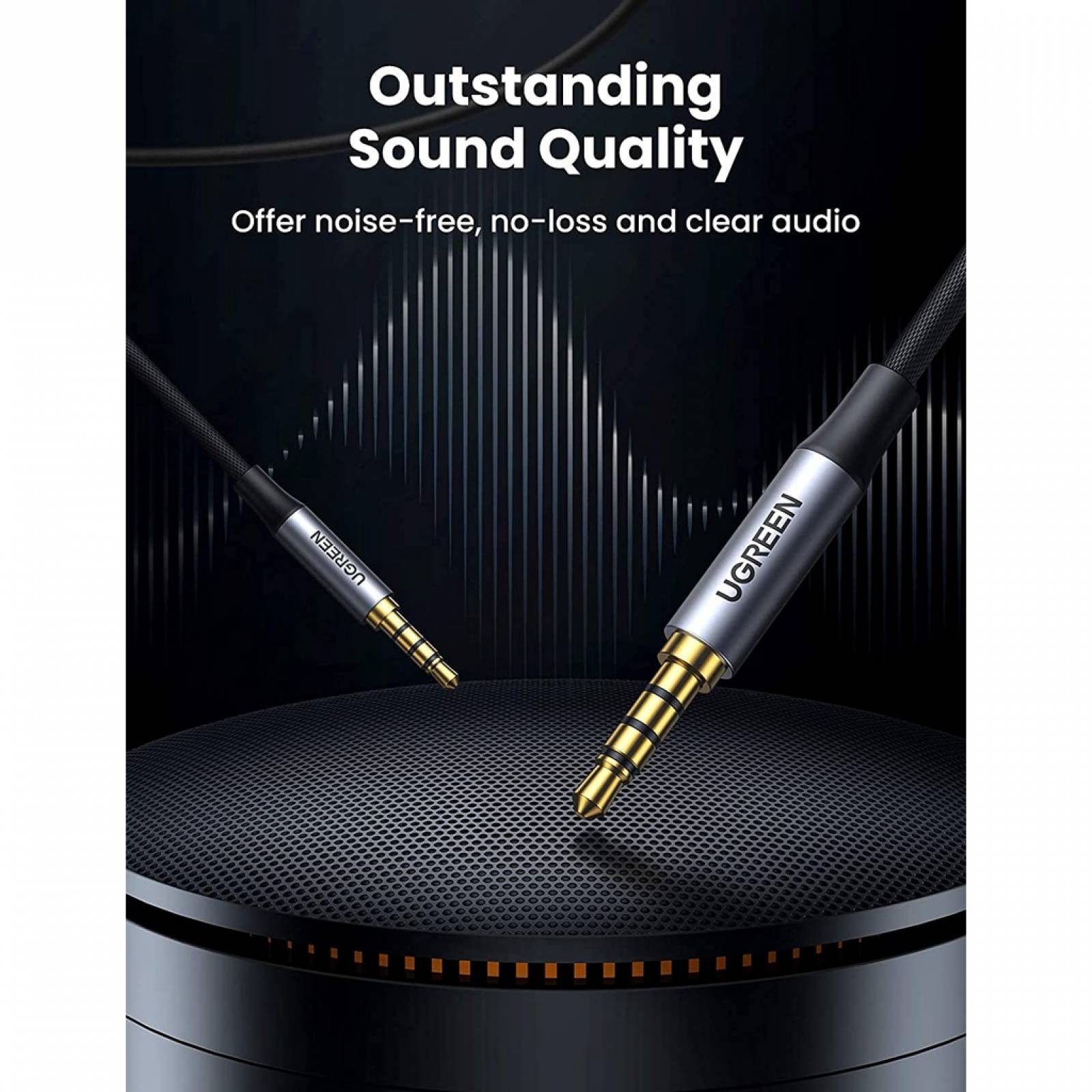 Cable Audio Ugreen Auxiliar 3.5mm de 4 Polos 2m Negro