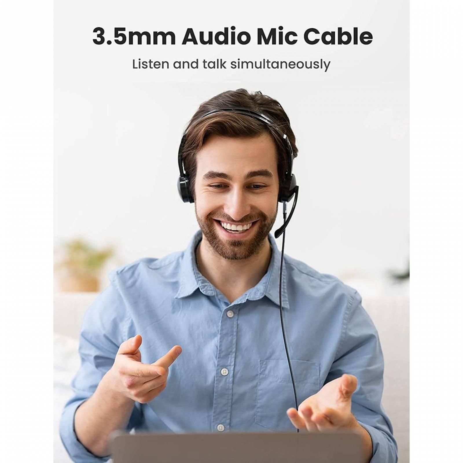 Cable Audio Ugreen Auxiliar 3.5mm de 4 Polos 2m Negro