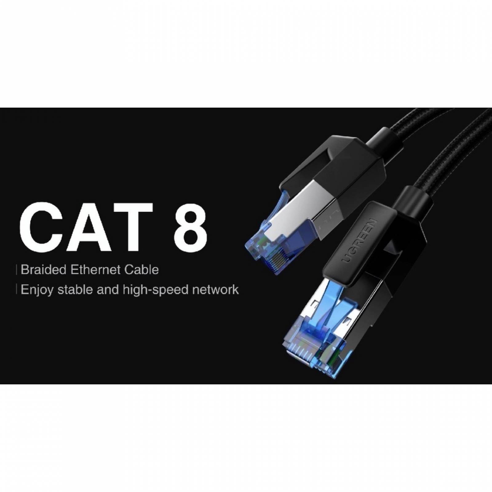 Cable Ethernet Ugreen Cat 8 Nylon Reforzado Conector Rj45 2m