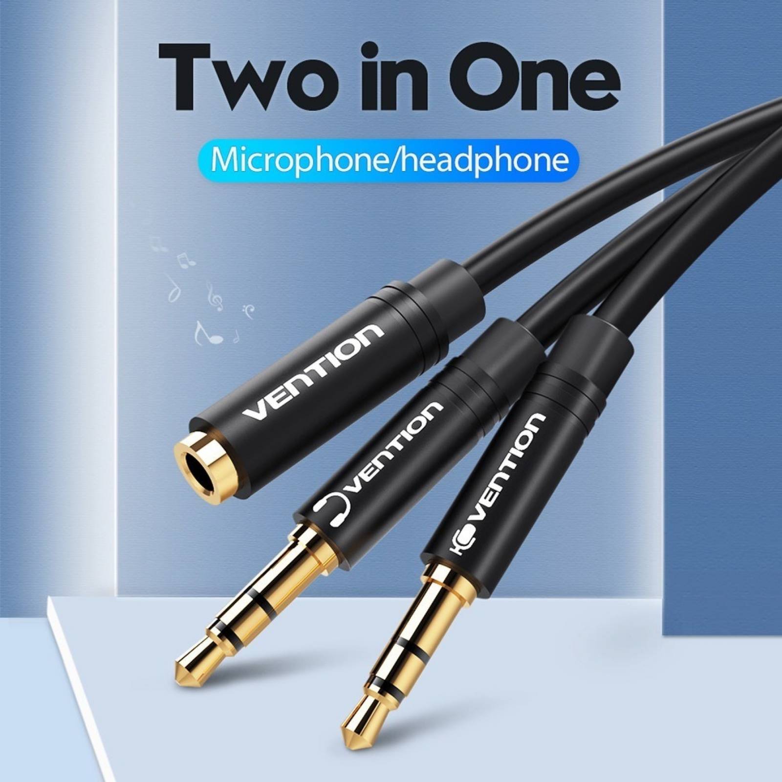 Cable Audio Vention 3.5mm Mic/audio A Auxiliar Audifono 30cm