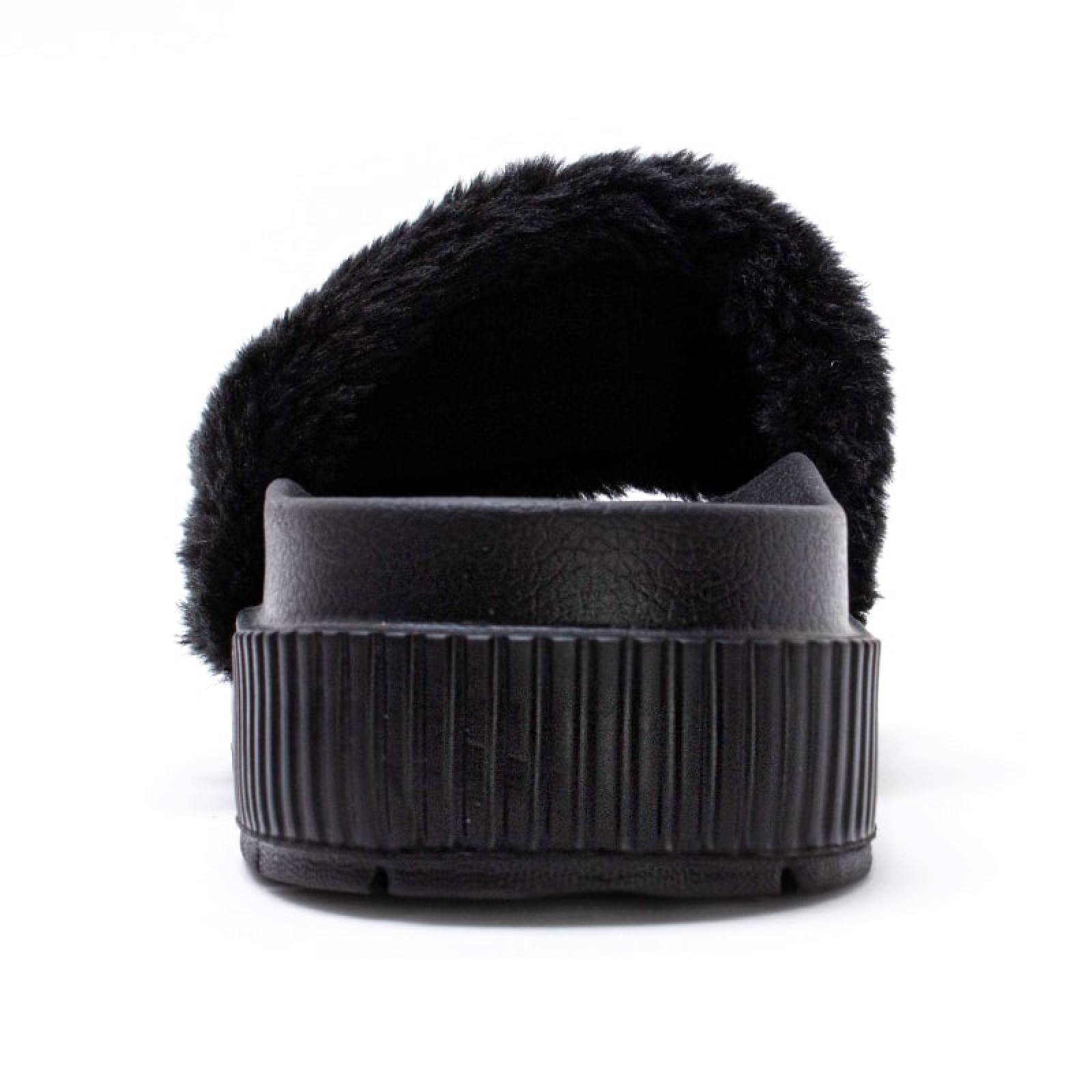 Sandalia Dama 5001 Negro En Peluche Hermosas Y Cómodas 