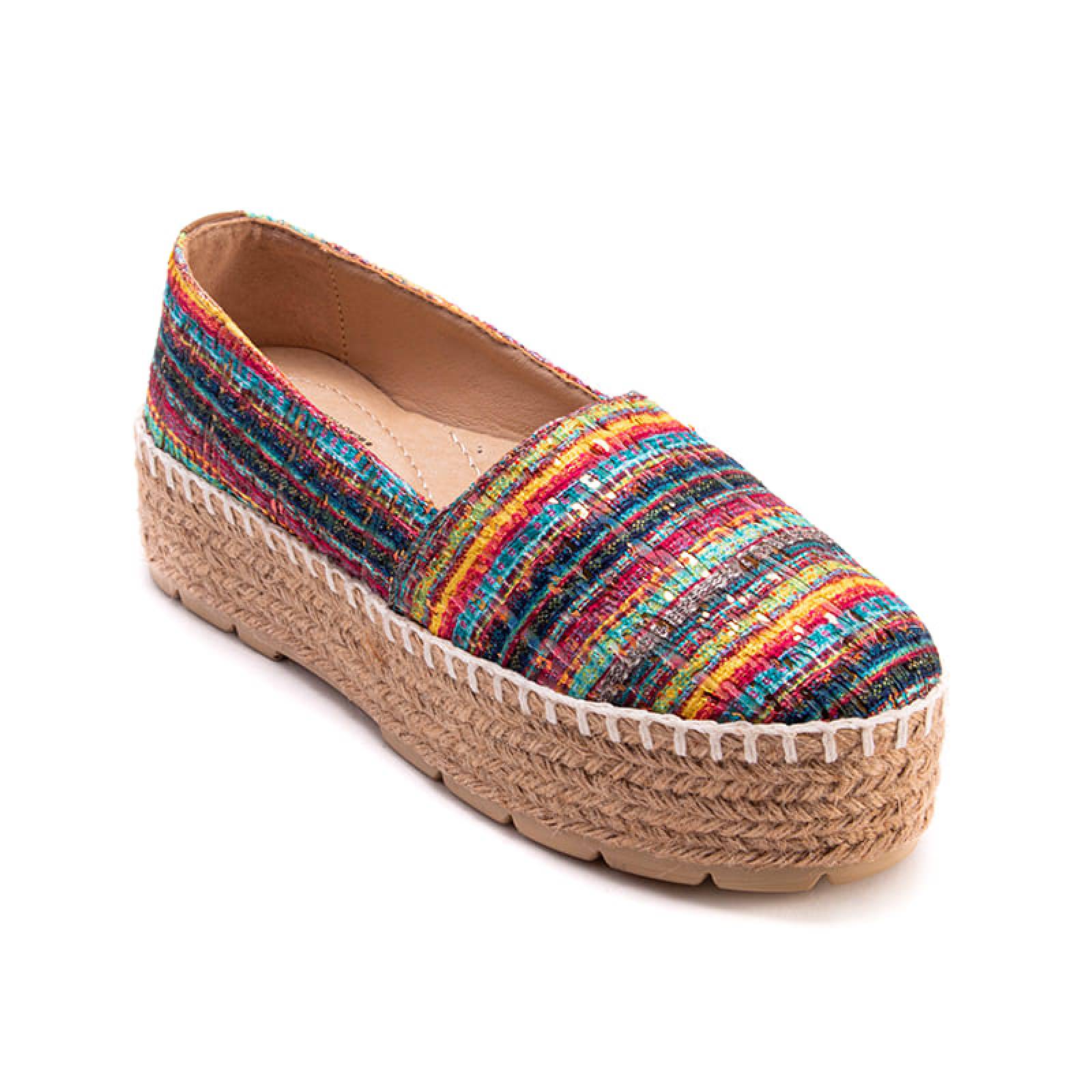 Alpargata Dama 8955 Textil Colores Plataforma De Yute