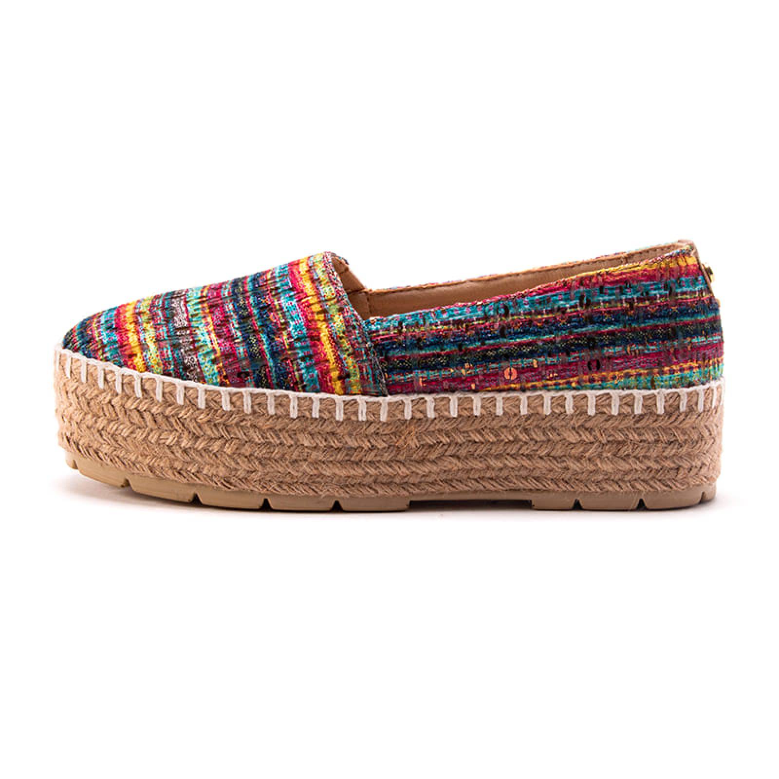 Alpargata Dama 8955 Textil Colores Plataforma De Yute