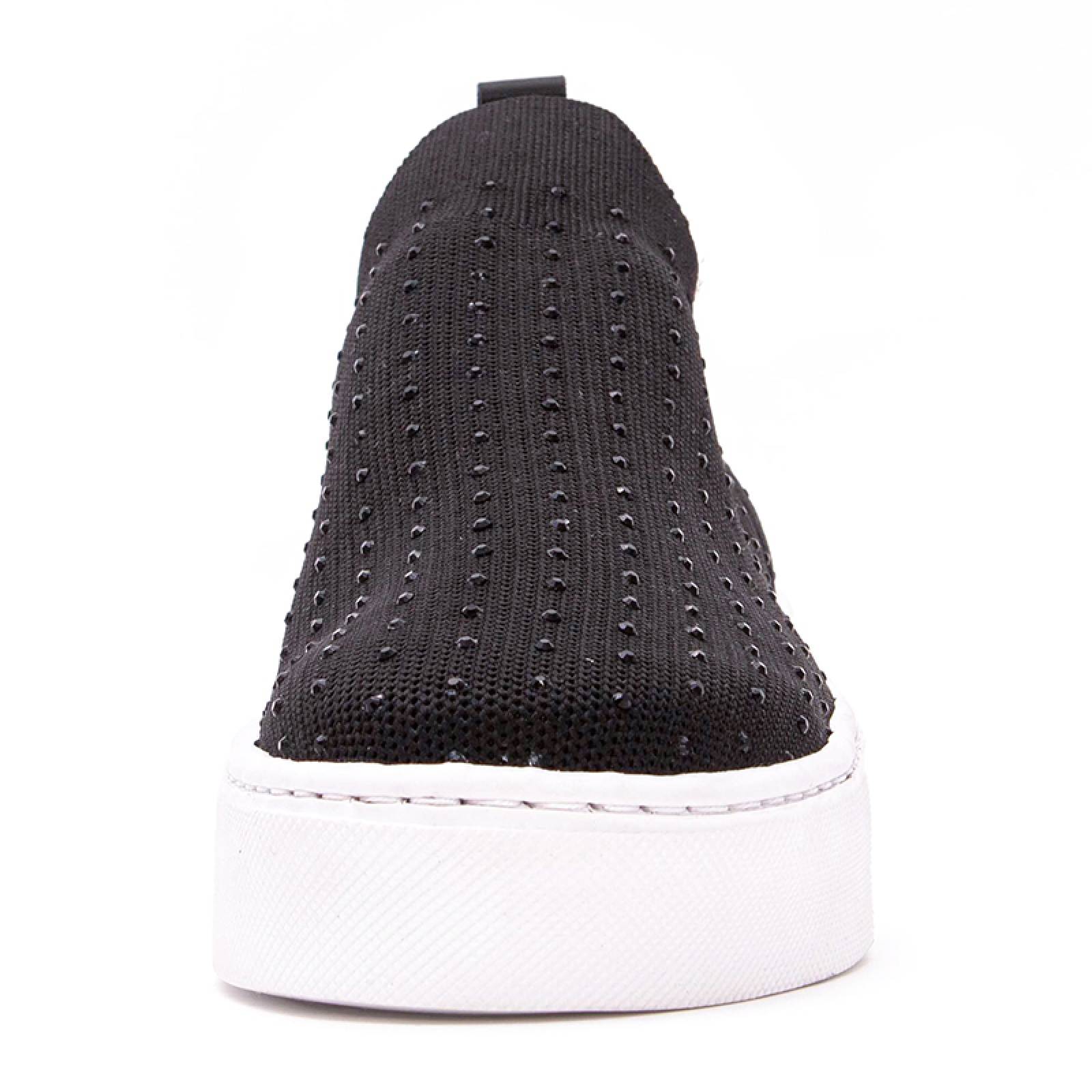 Tenis sneacker dama 16106 negro casuales con pedrería