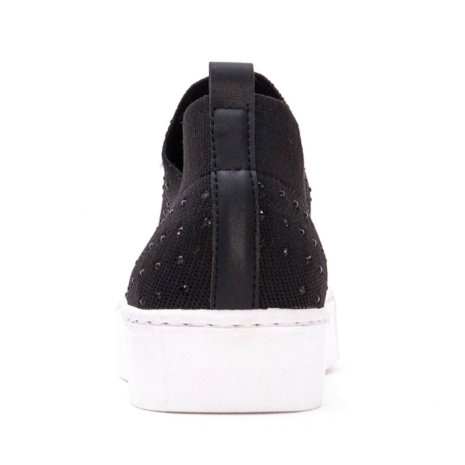 Tenis sneacker dama 16106 negro casuales con pedrería