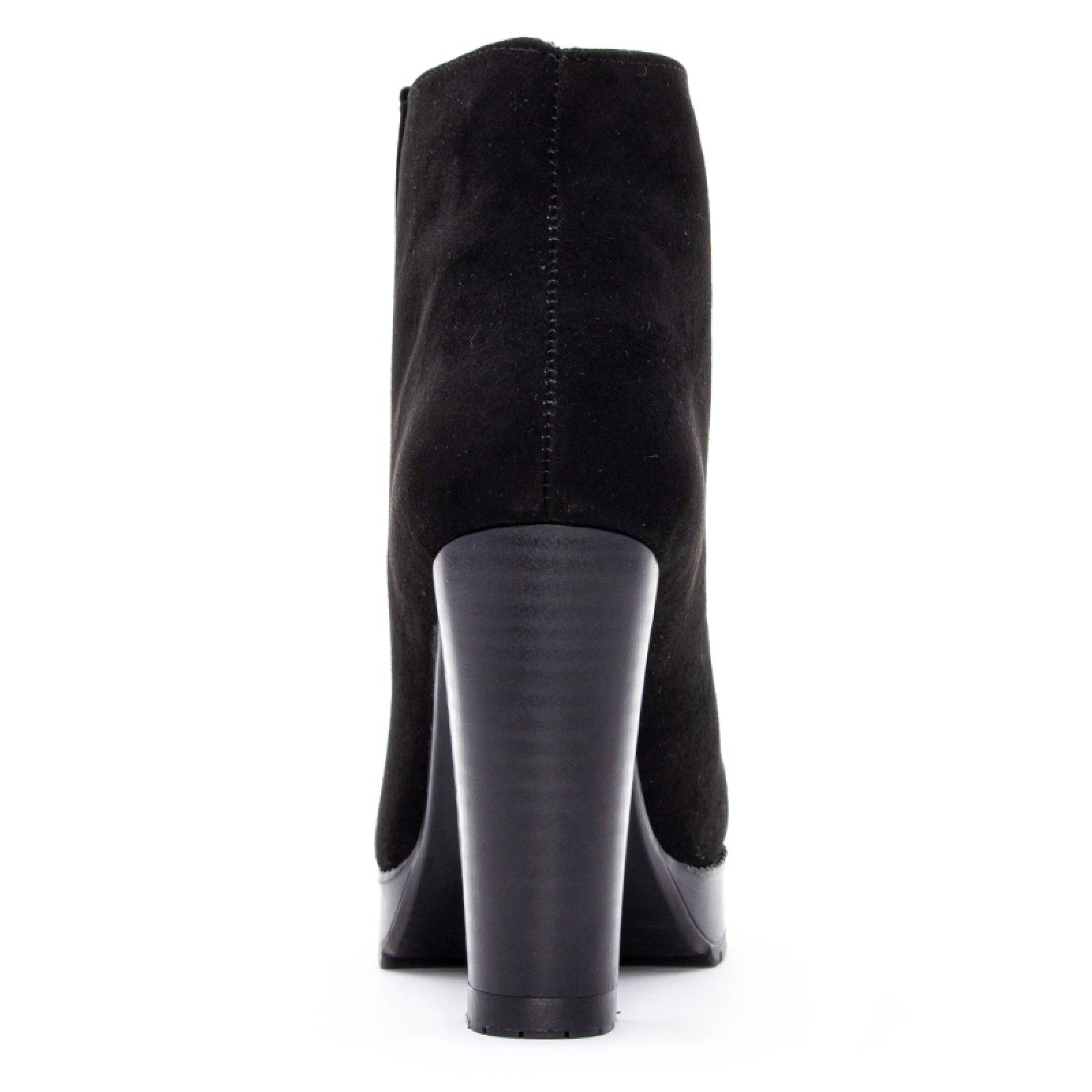 Botín Tacón Alto Dama 5501 Negro Acabado Gamuza Con Agujetas